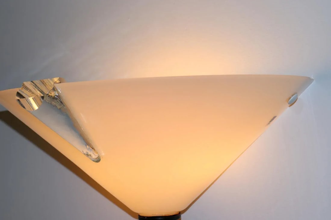 1980s Modern Murano Wall Lamp White Glass - 8