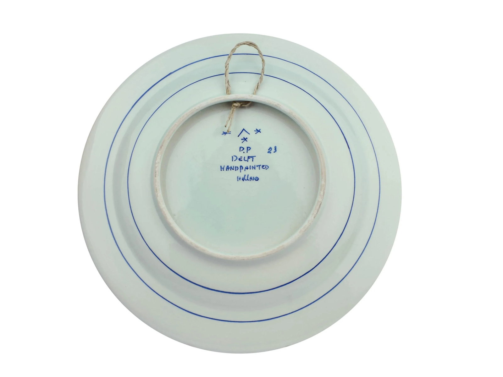 Mid 20th Century Hand Painted White and Blue Delft Sailing Boat Wall Decorative Plate - 5