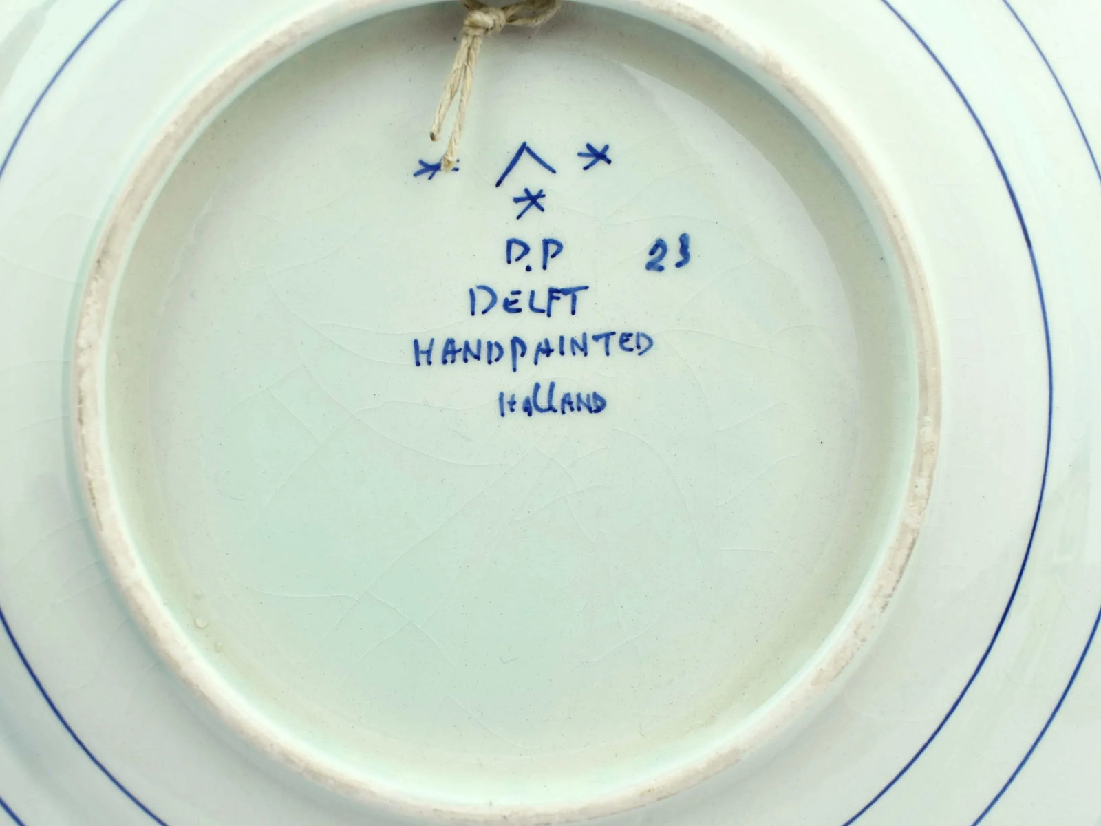 Mid 20th Century Hand Painted White and Blue Delft Sailing Boat Wall Decorative Plate - 6