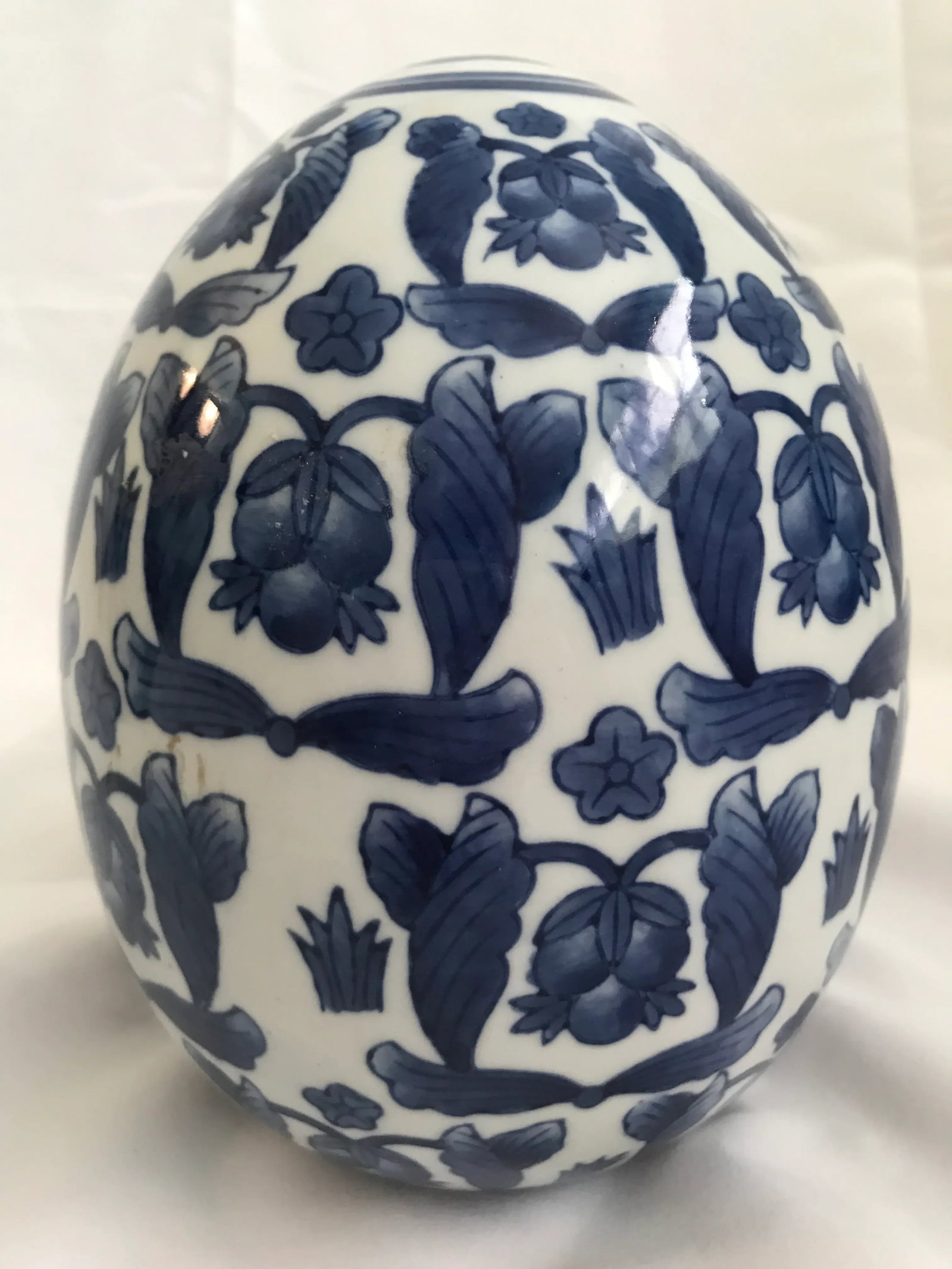 Vintage Chinese Chinoiserie Blue and White Egg - 5