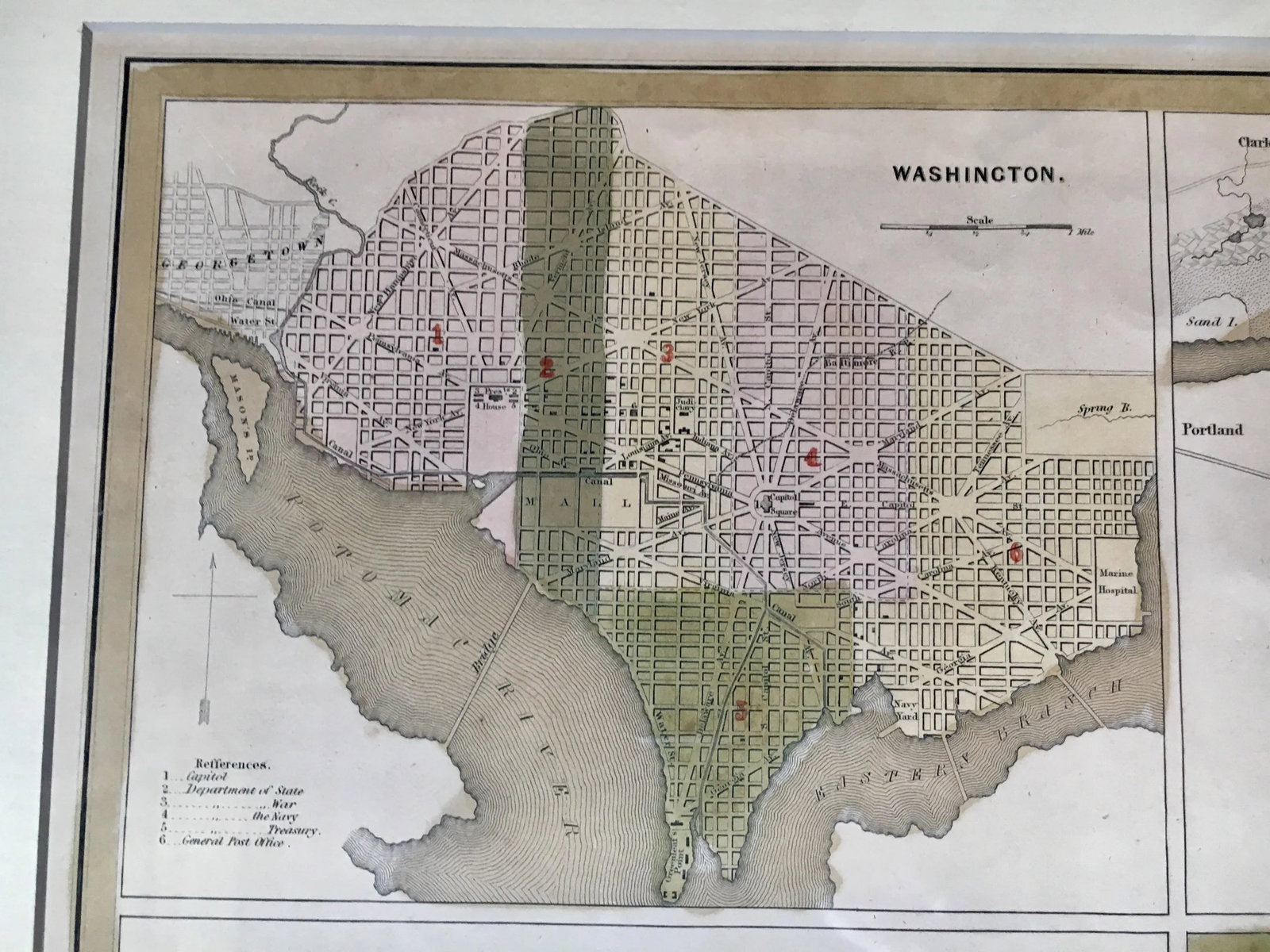 1838 Antique Five American Cities as Ordered by Congress Framed Aquatint Print - 2