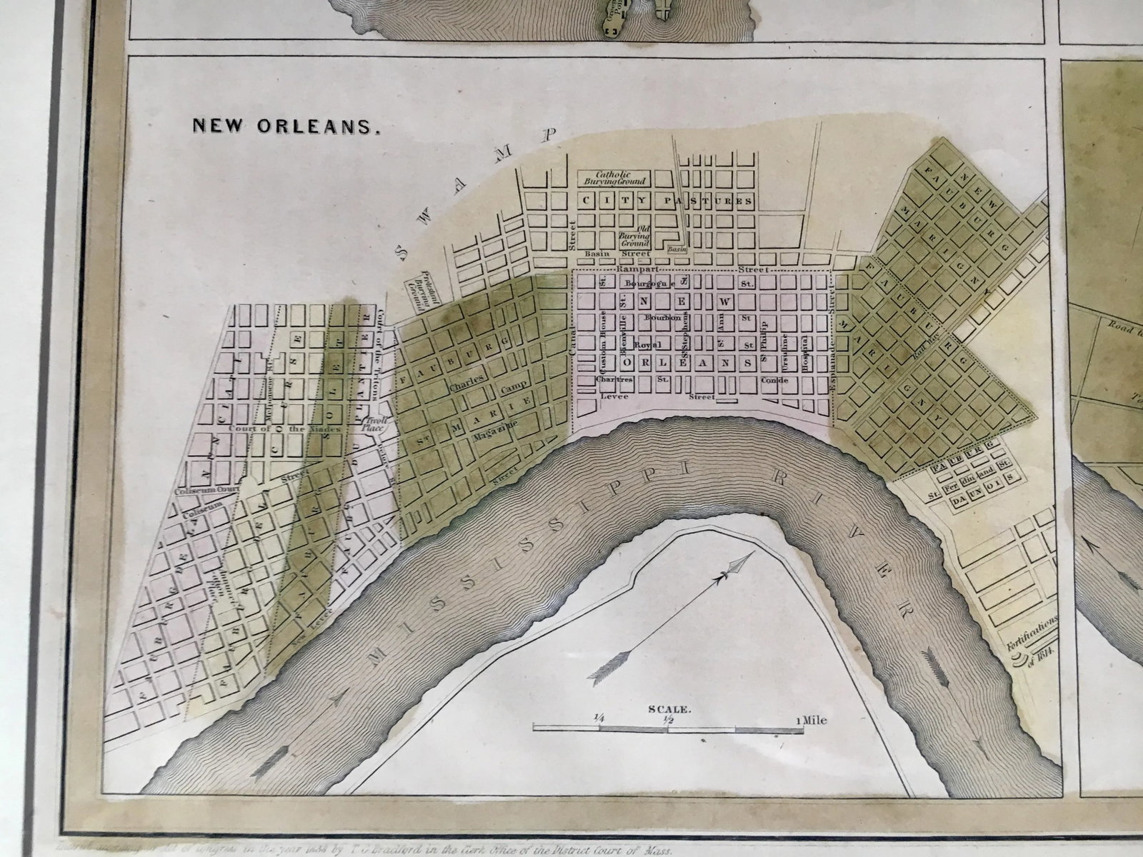 1838 Antique Five American Cities as Ordered by Congress Framed Aquatint Print - 5