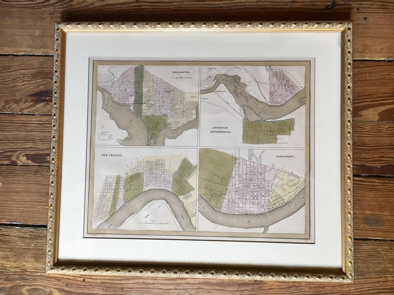 1838 Antique Five American Cities as Ordered by Congress Framed Aquatint Print - 8