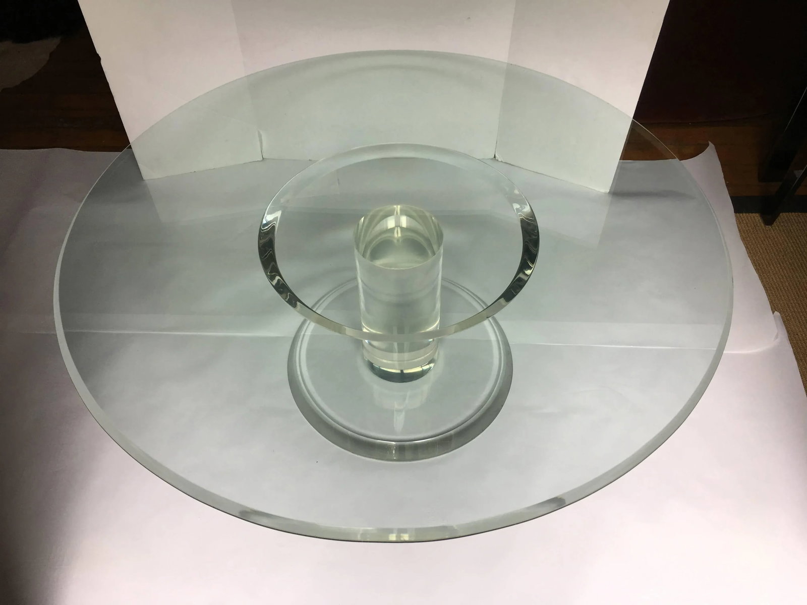 Mid-Century Modern Lucite and Glass Pedestal Cocktail Table - 2