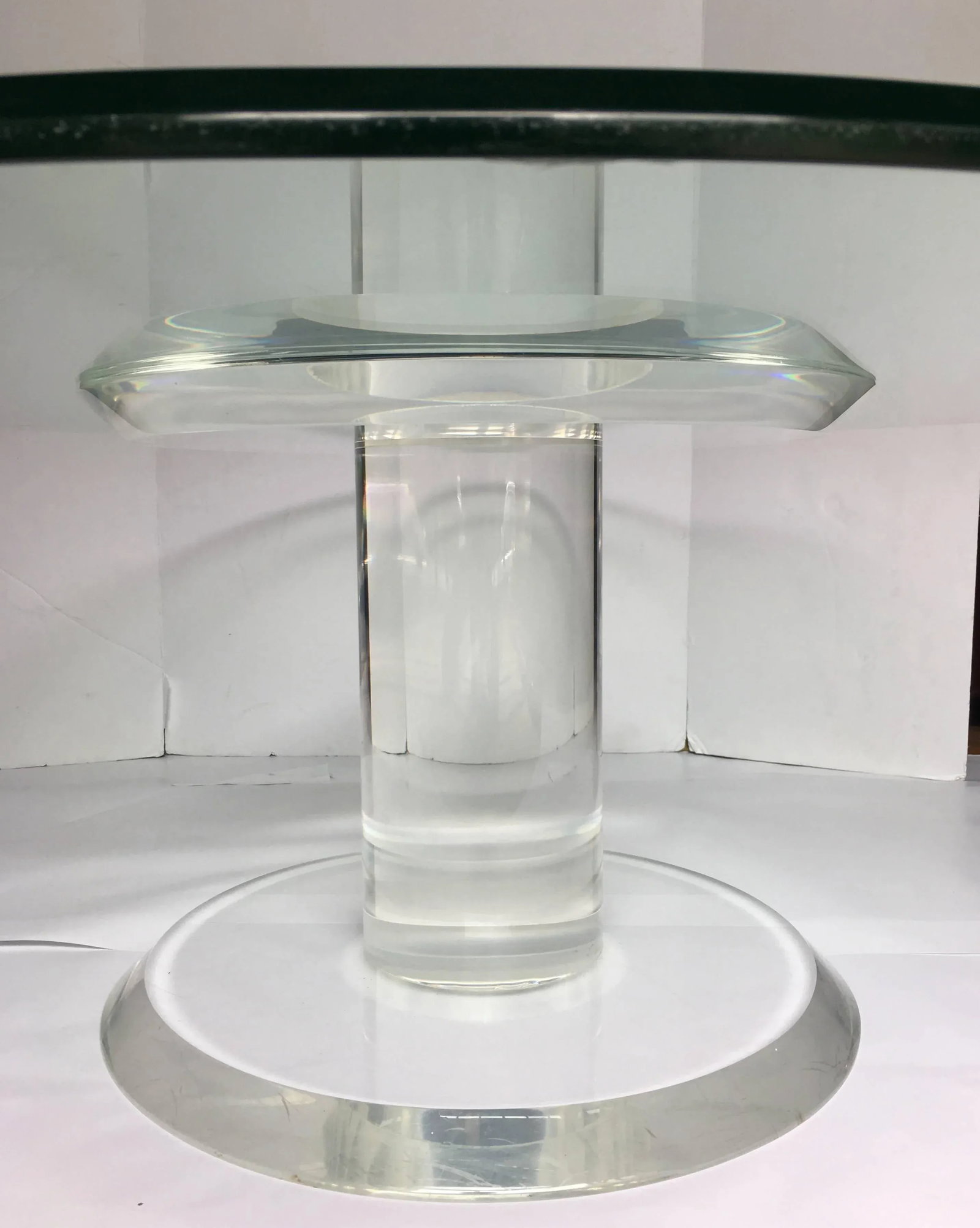 Mid-Century Modern Lucite and Glass Pedestal Cocktail Table - 3