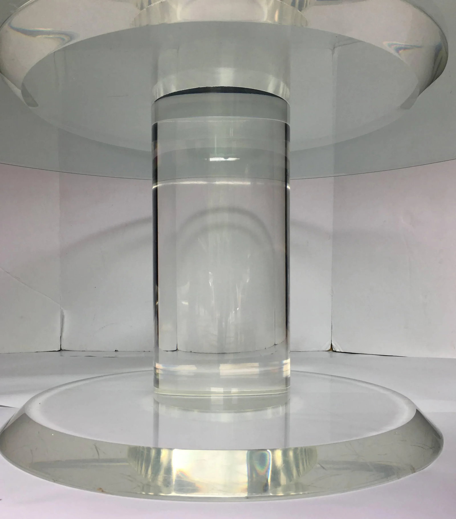 Mid-Century Modern Lucite and Glass Pedestal Cocktail Table - 4
