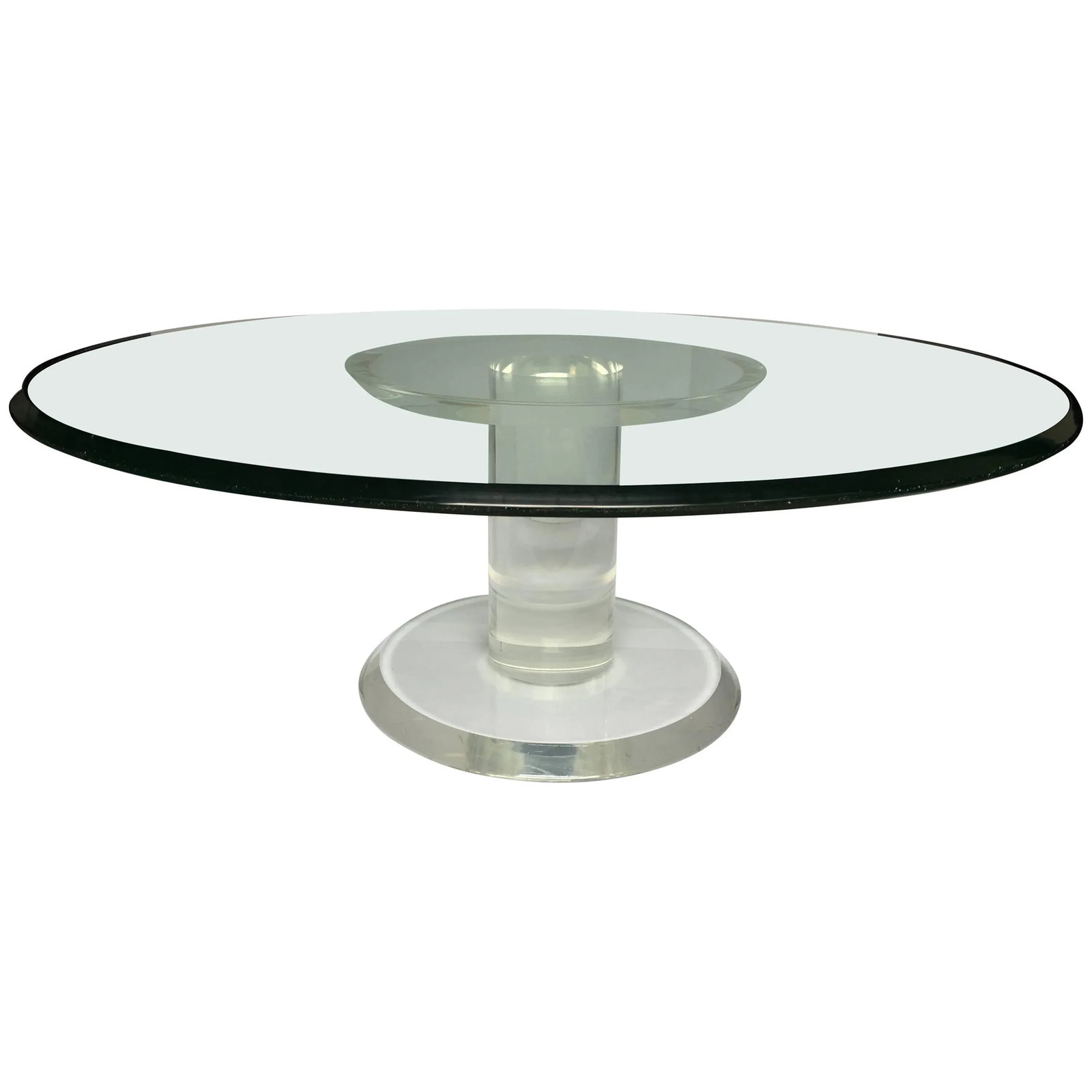 Mid-Century Modern Lucite and Glass Pedestal Cocktail Table - 9