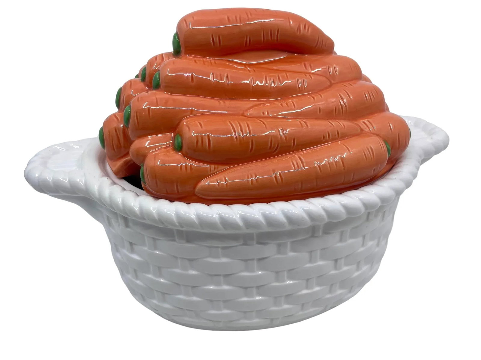 1970s Vintage Carrot and Basketweave Tureen - 2