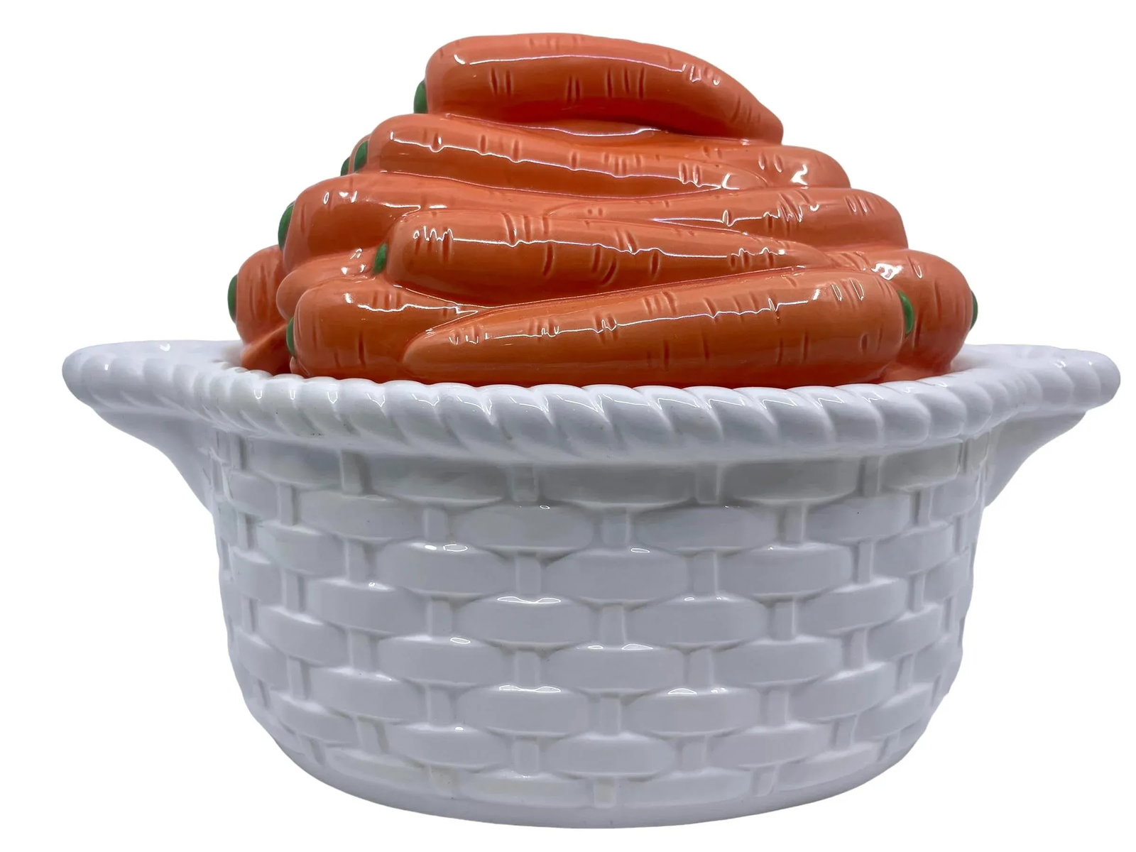 1970s Vintage Carrot and Basketweave Tureen - 4