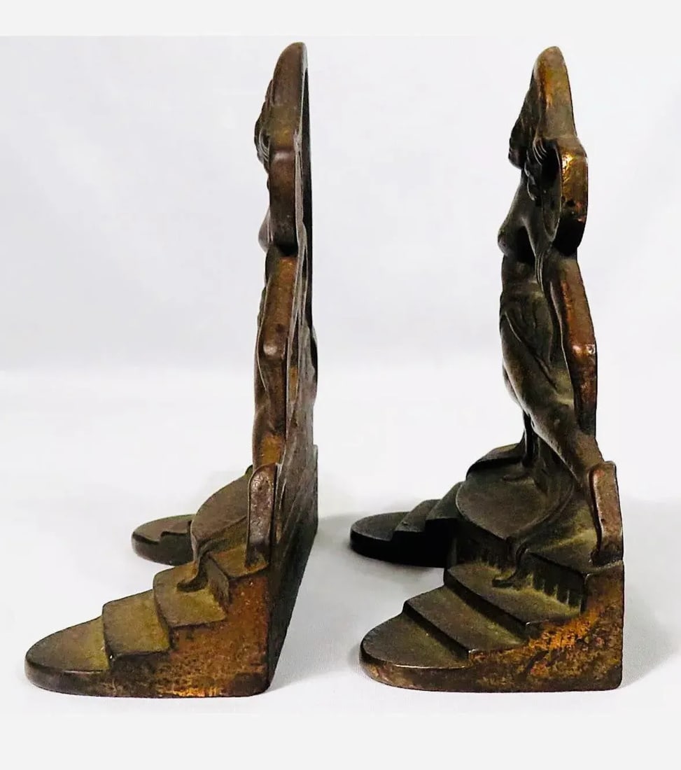 1920s Art Deco Bronze Dancing Nude Women Bookends - 4