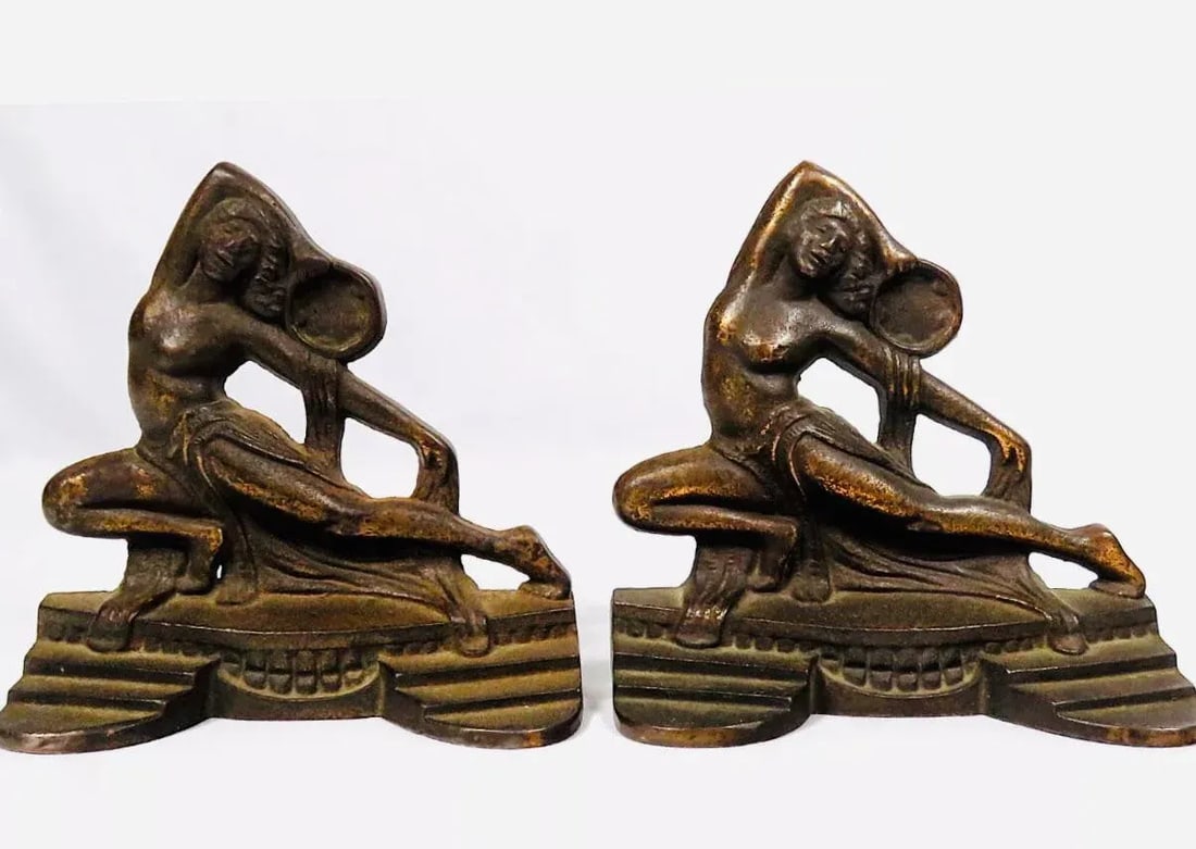 1920s Art Deco Bronze Dancing Nude Women Bookends - 8