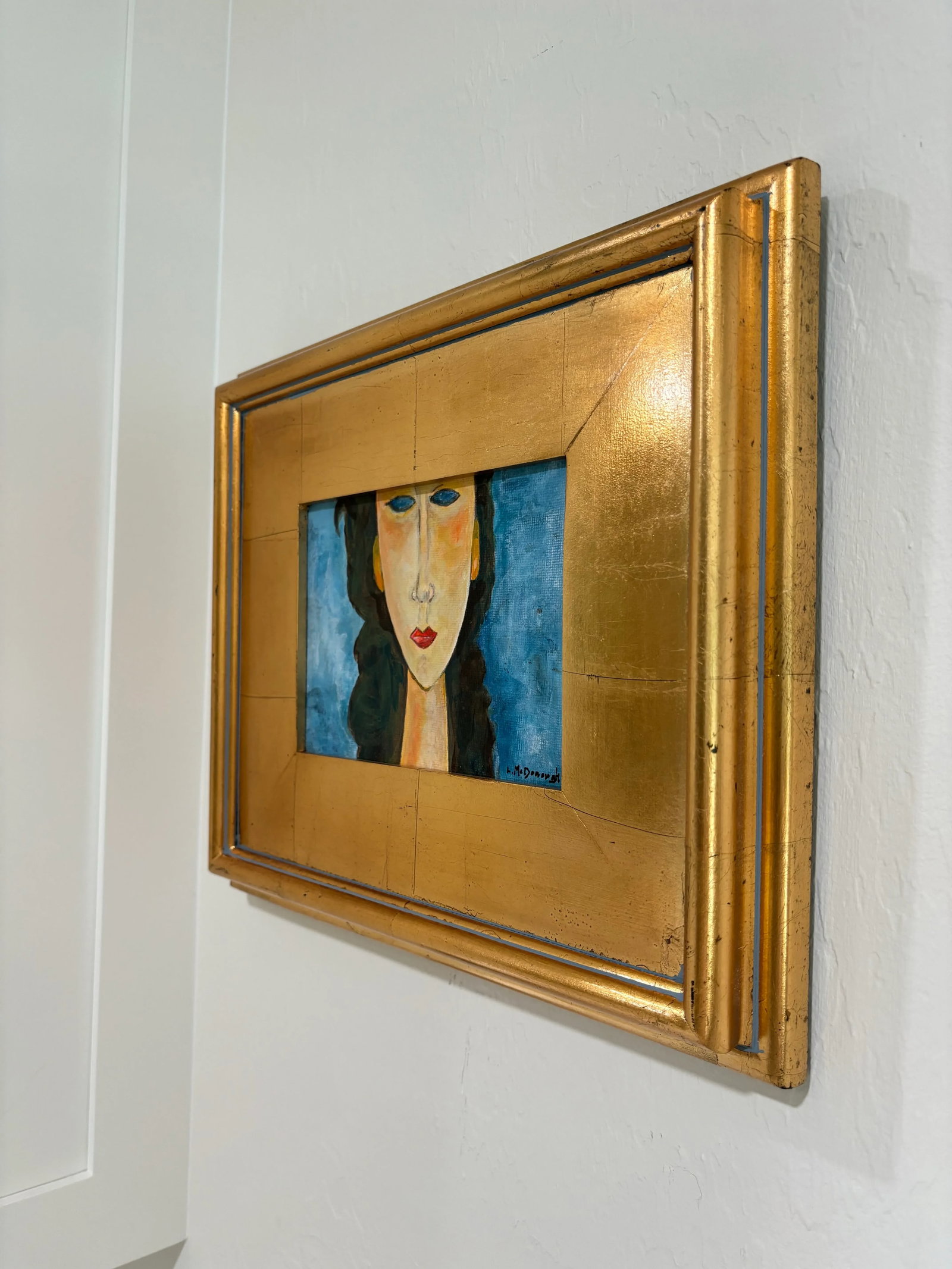 "Modi Girl" Modigliani Style Original Portrait Painting, Framed, by Linda McDonough - 3