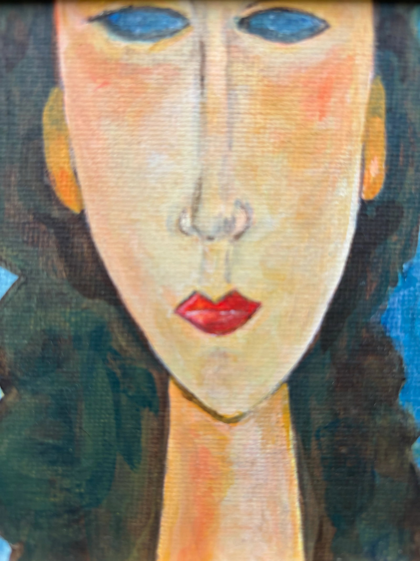 "Modi Girl" Modigliani Style Original Portrait Painting, Framed, by Linda McDonough - 9