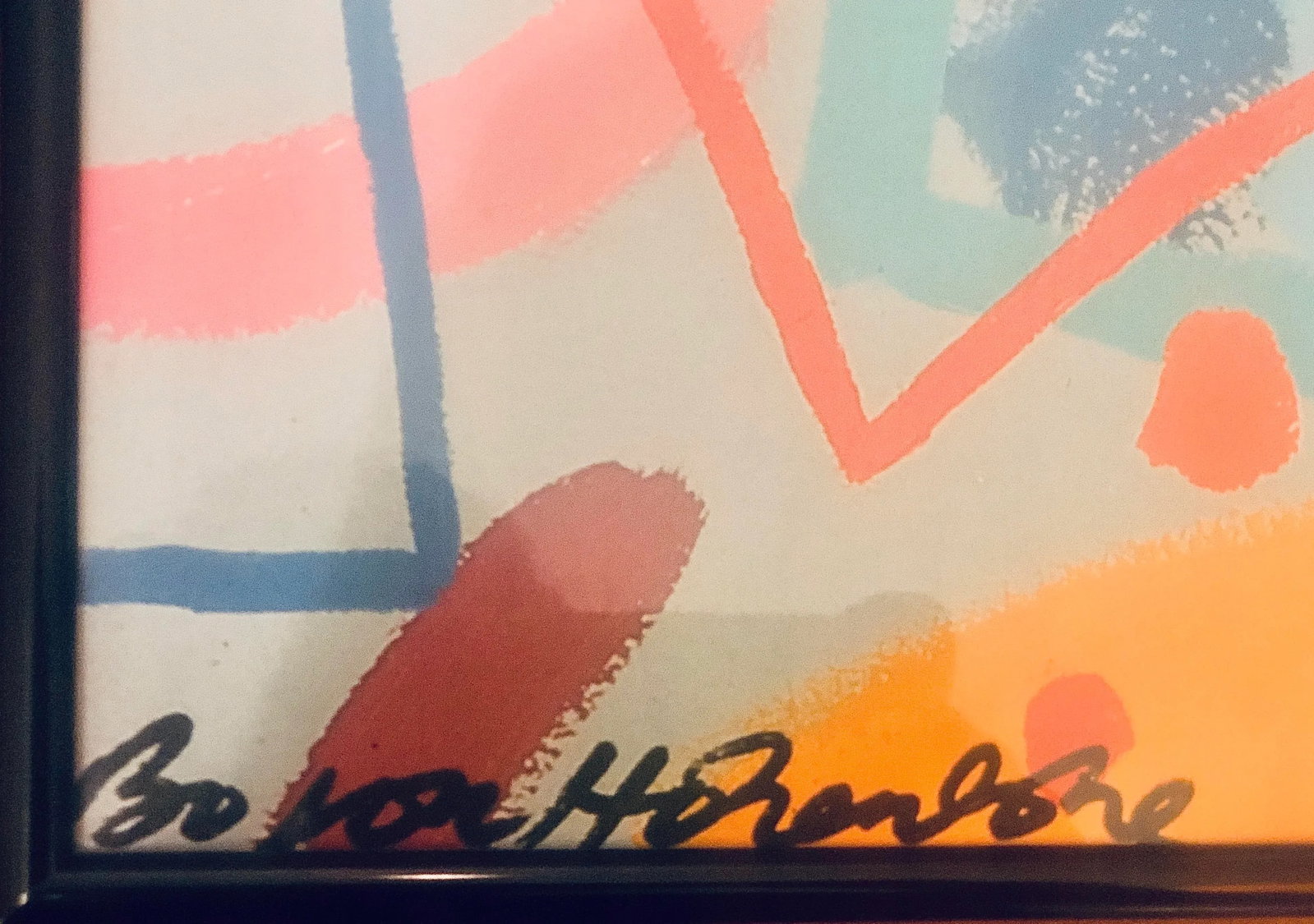 1980s Post Modern Abstract Geometric Graffiti Bo Von Hohenlohe Art Framed Offset Lithograph Poster S - 10
