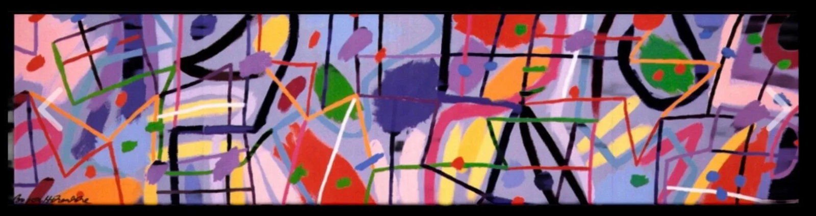 1980s Post Modern Abstract Geometric Graffiti Bo Von Hohenlohe Art Framed Offset Lithograph Poster S - 8