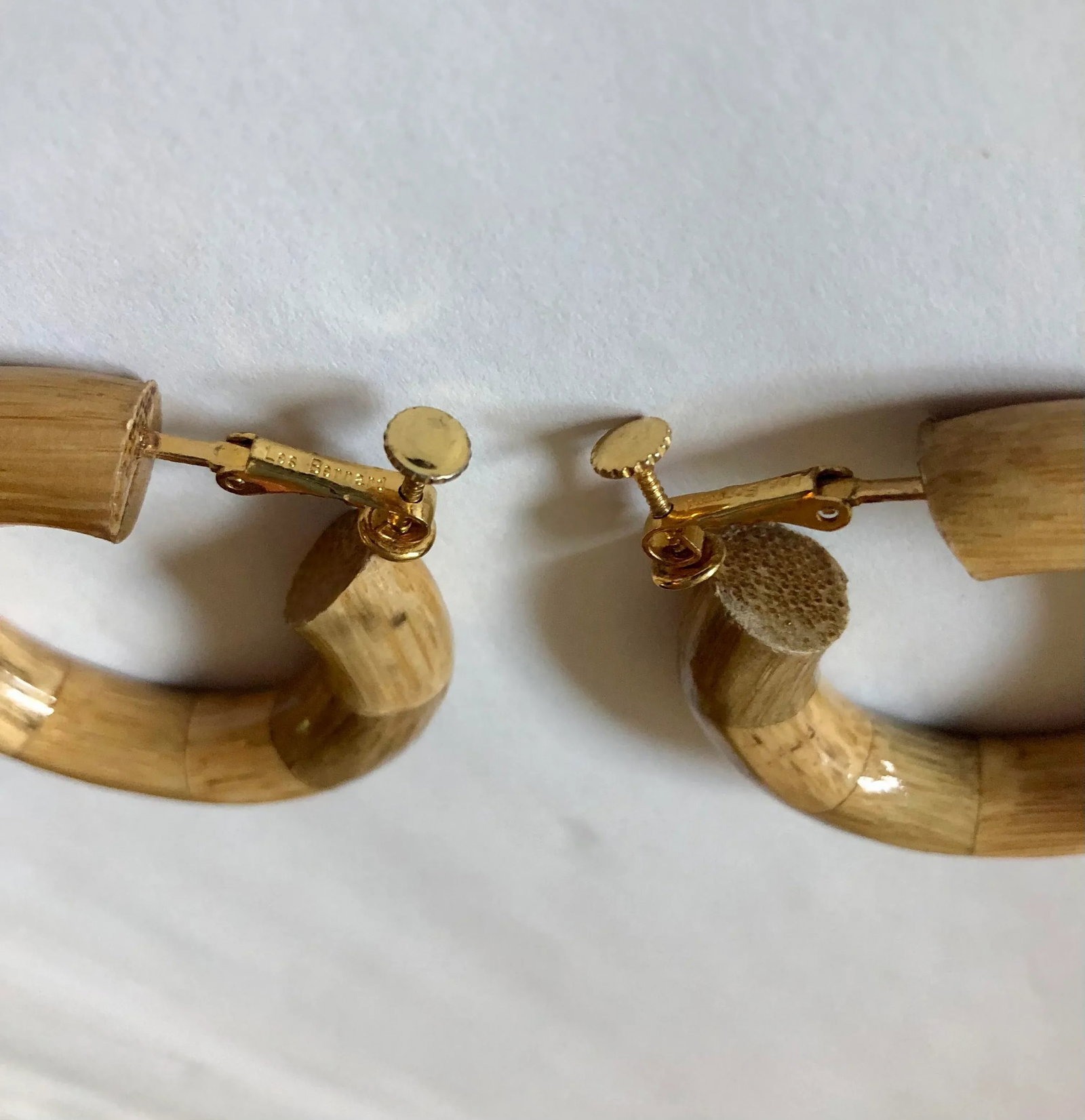 Vintage Les Bernard Real Bamboo Hoop Earrings - 2 Pieces - 3