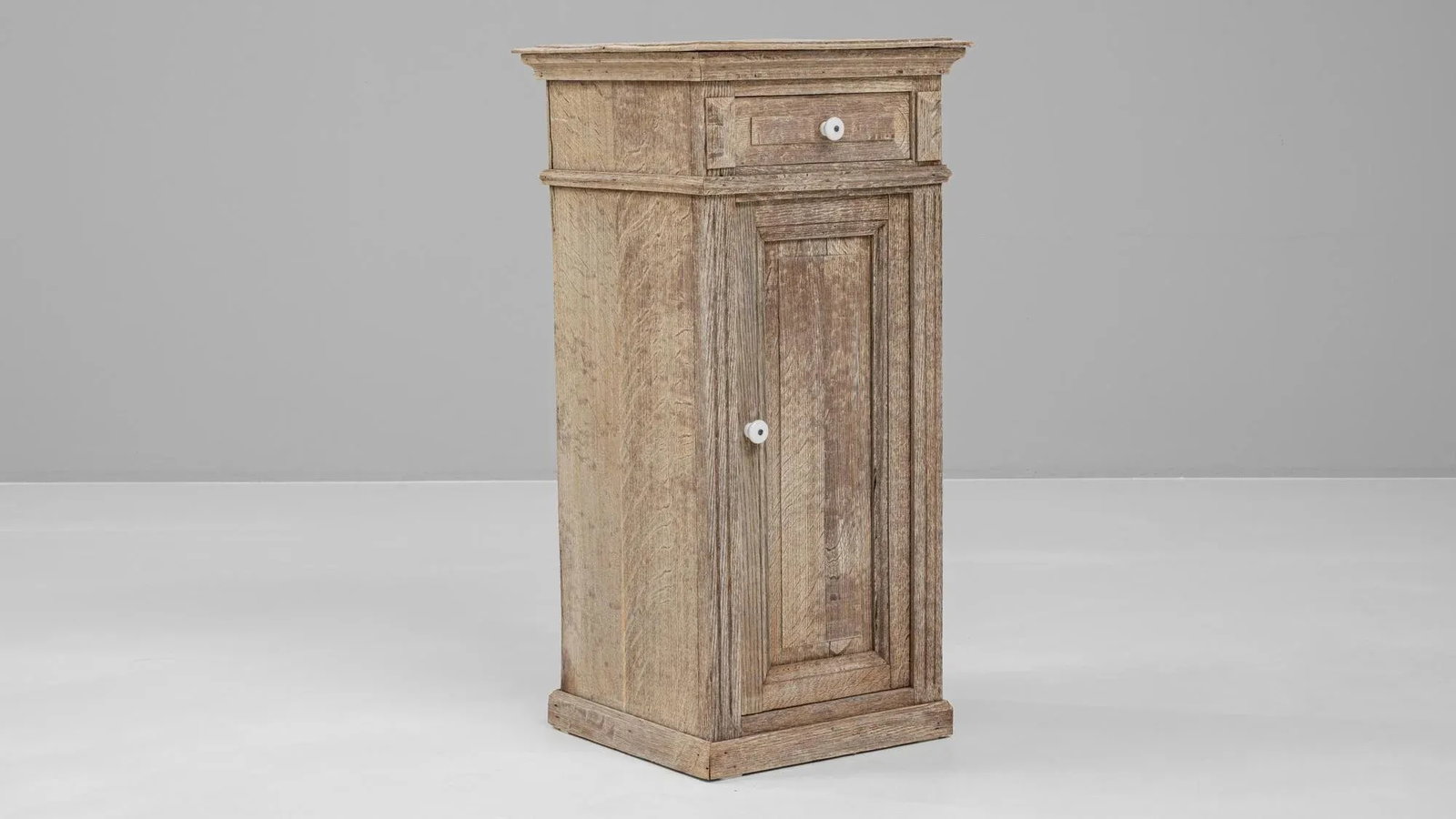 19th Century French Bleached Oak Bedside Table - 10