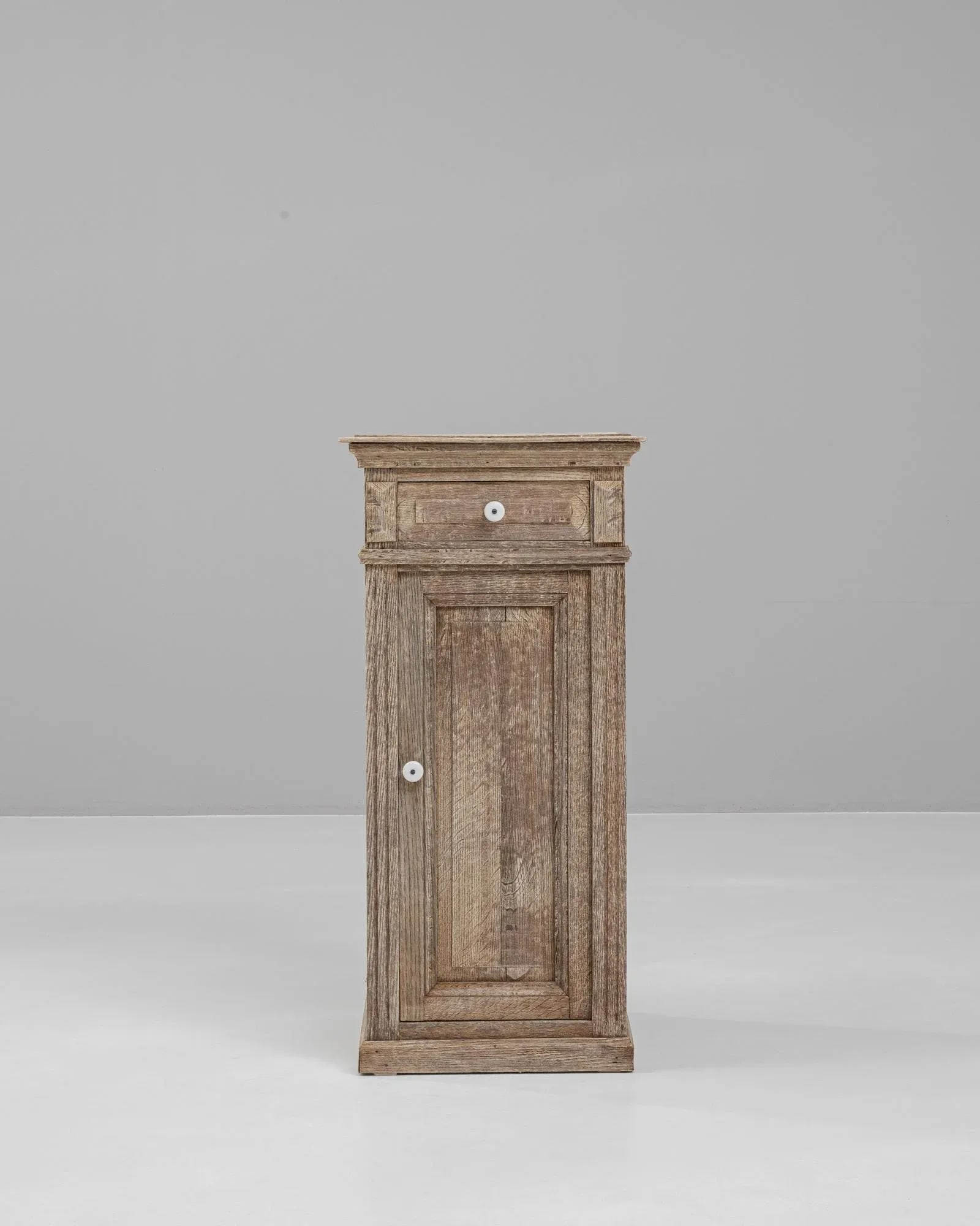19th Century French Bleached Oak Bedside Table - 4