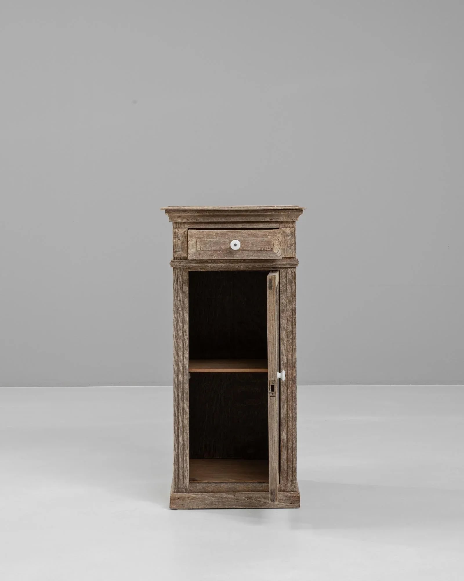 19th Century French Bleached Oak Bedside Table - 5