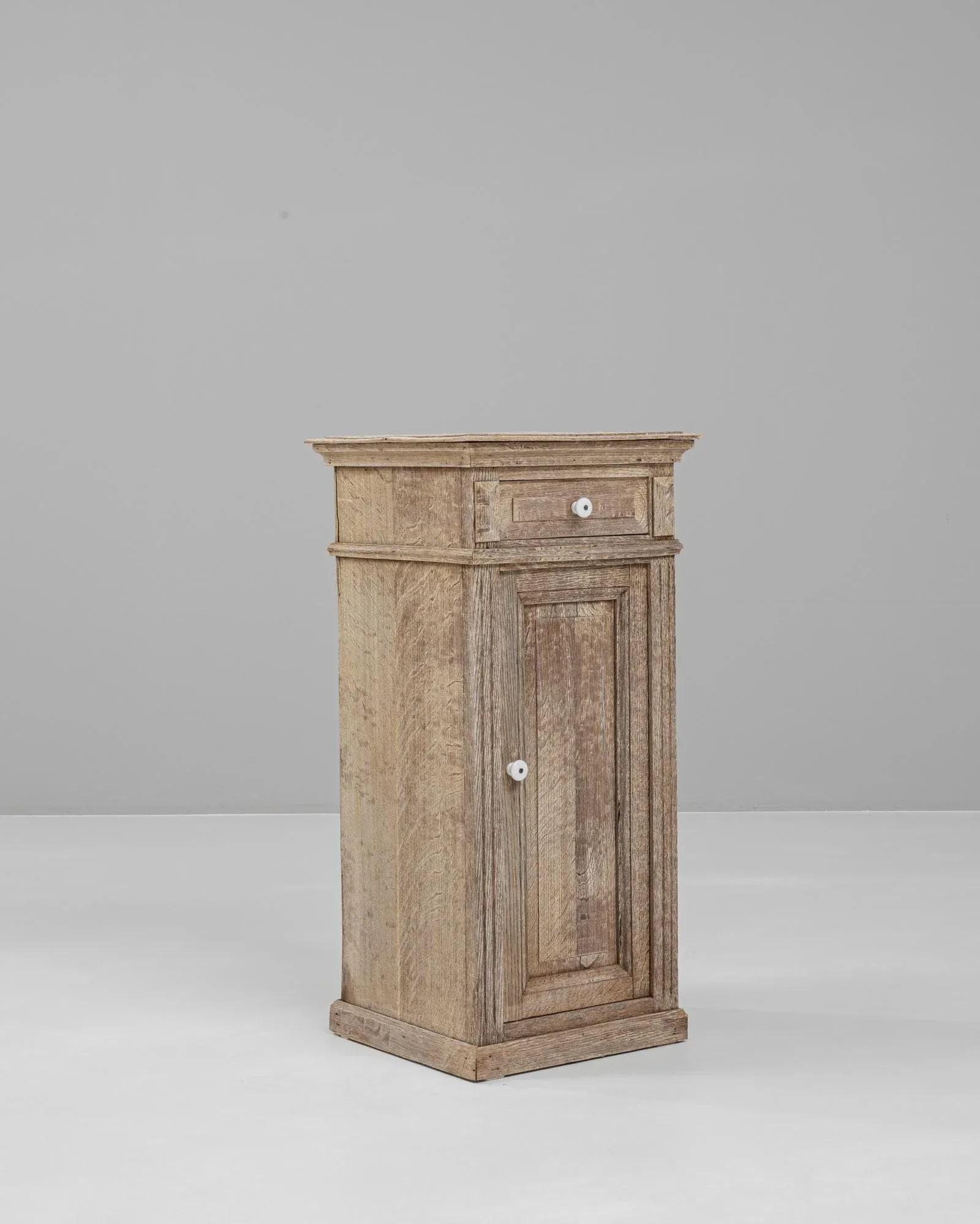 19th Century French Bleached Oak Bedside Table - 7