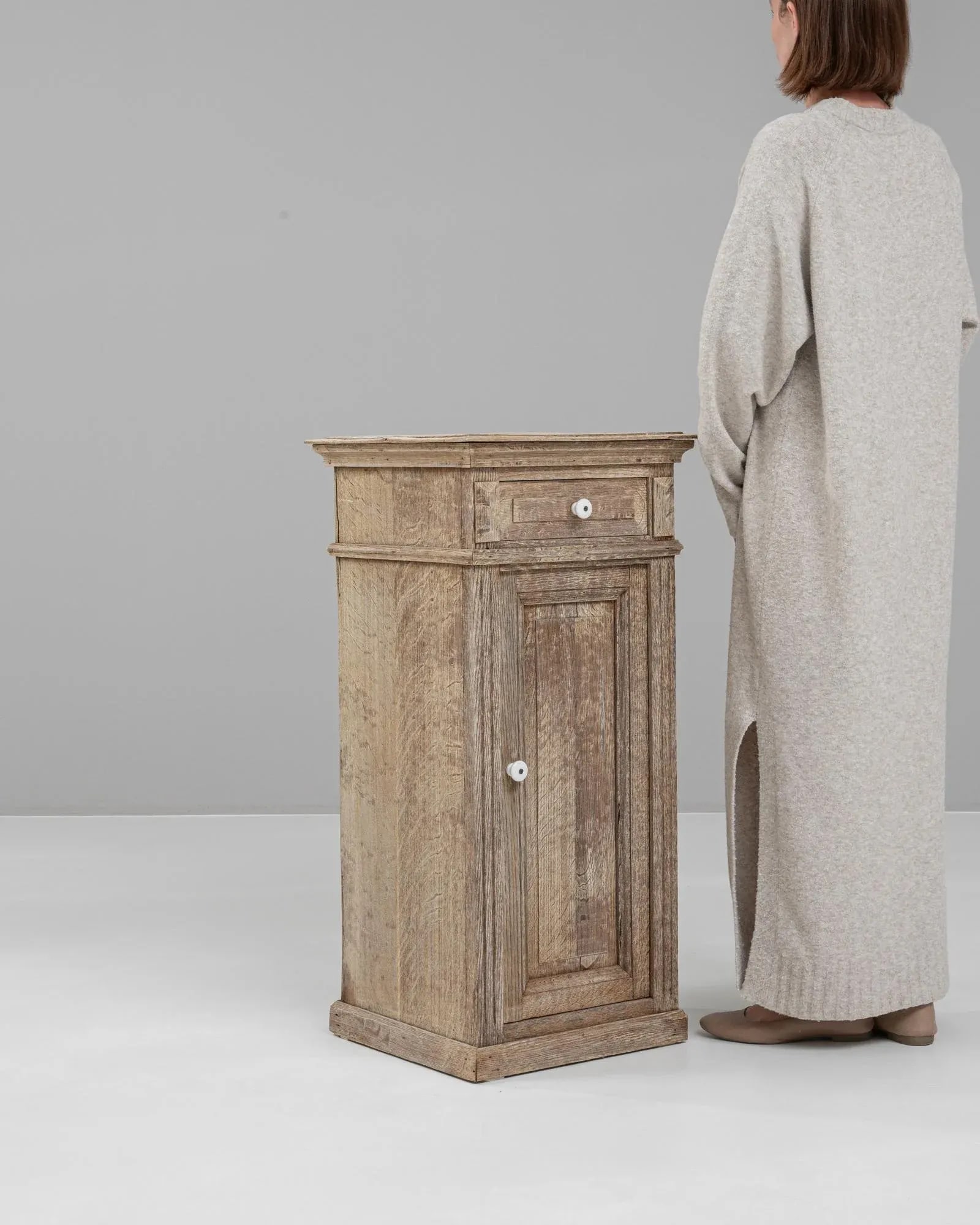 19th Century French Bleached Oak Bedside Table - 9
