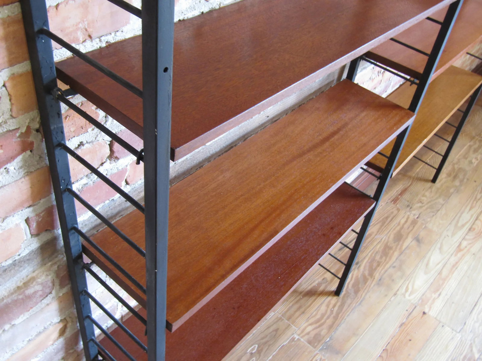 1960s Staples Ladderax Shelving Unit, Teak Mid-Century Similar to String Shelves - 4
