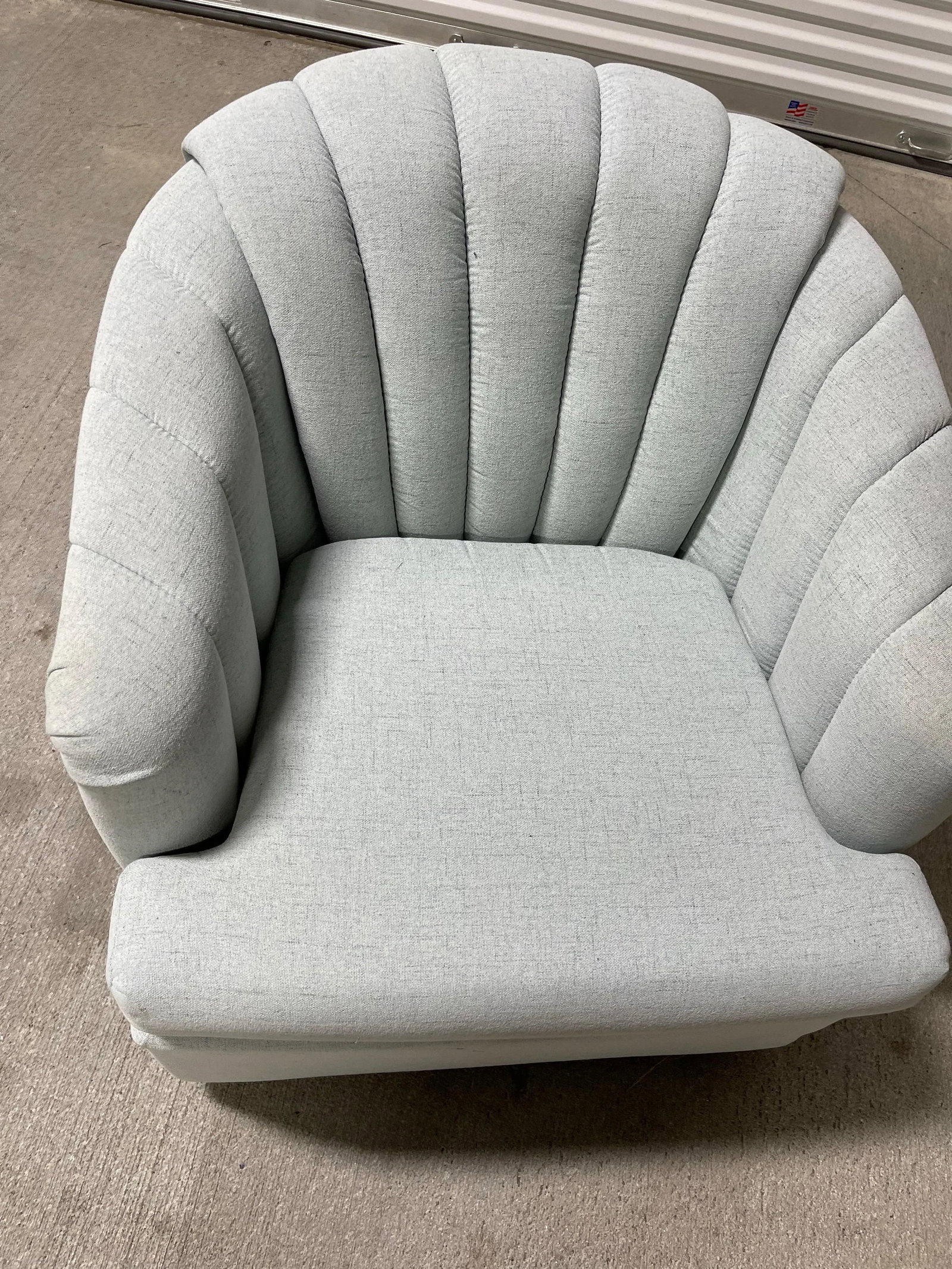 Pair of Light Blue Shade Swivel Club Chairs with a Fan Back Design, 21st Century - 3