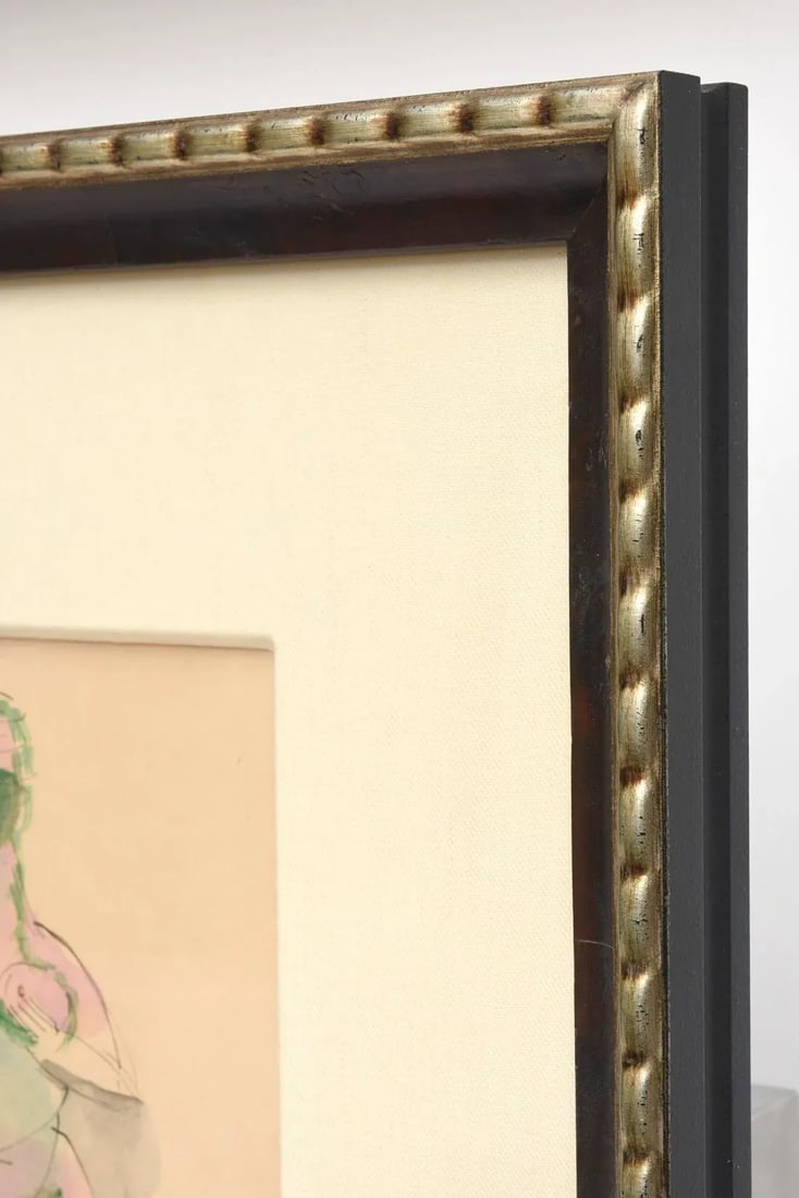 Vintage Signed Watercolor Style of George Condo by Chamberlain Museum Custom Framed - 8