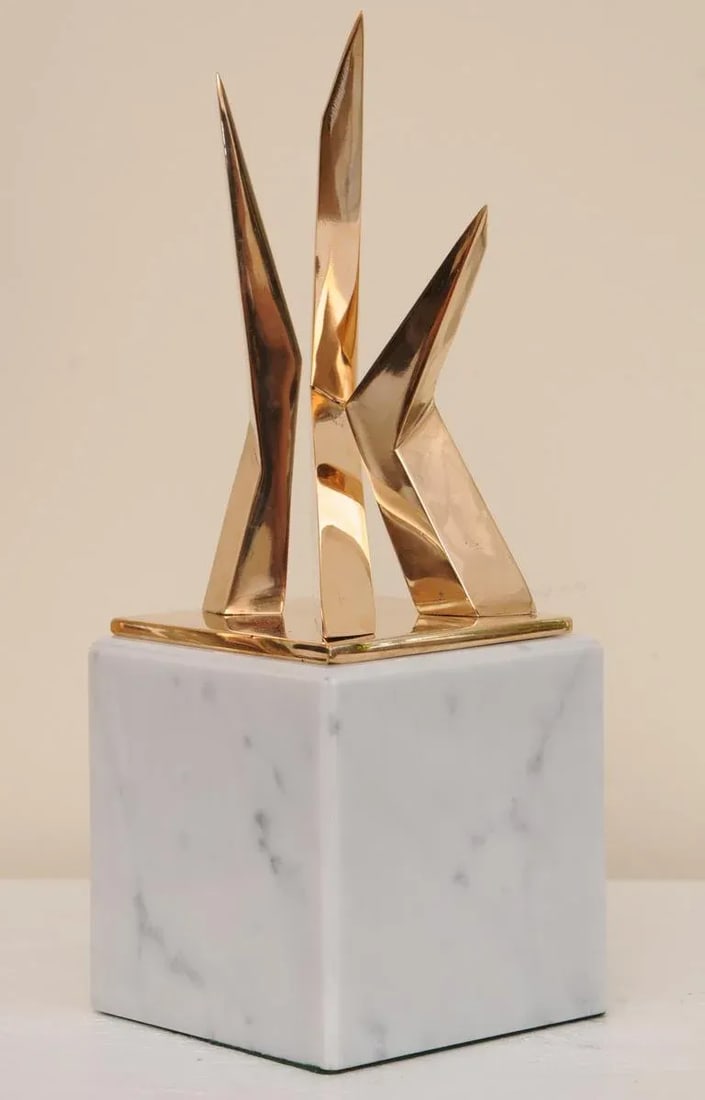 VIntage Signed Boucher French Bronze Architectural Sculpture on White Marble Base - 3