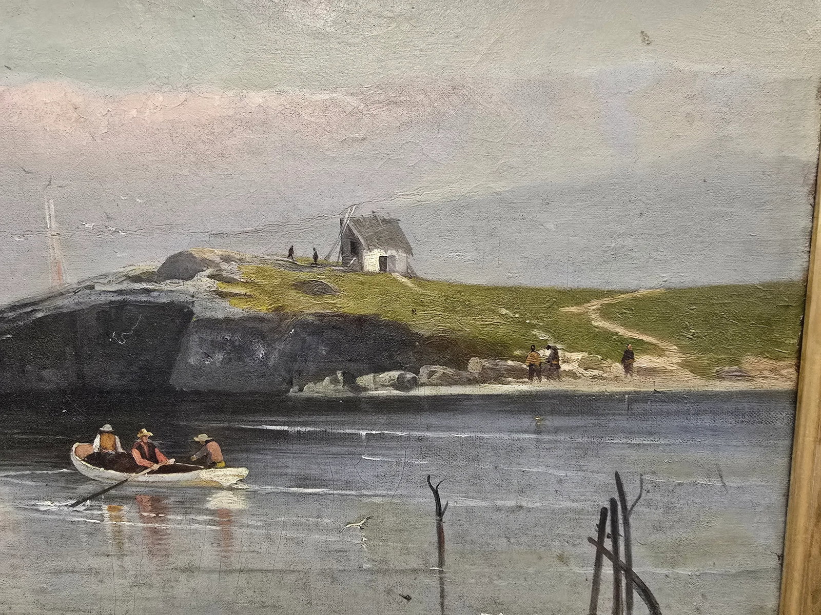 Antique 1877 William Wilson Cowell Oil on Canvas Coastal Marine Seascape Luminist Painting New Engla - 2