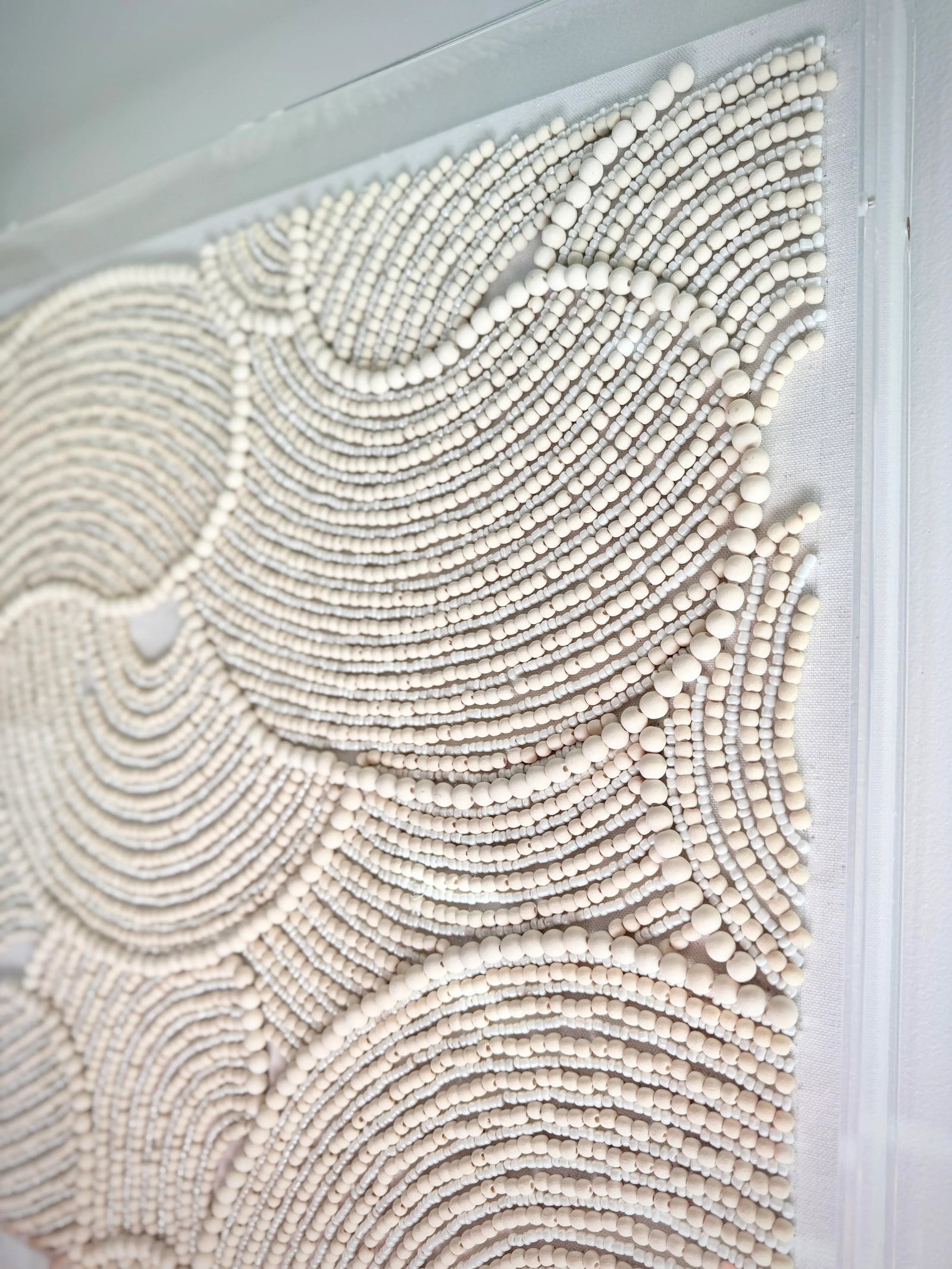Organic Shapes in Wood Beads Linear Line Art Rheta Maeve Wall Art in Custom Acrylic Box Frame by Mad - 10