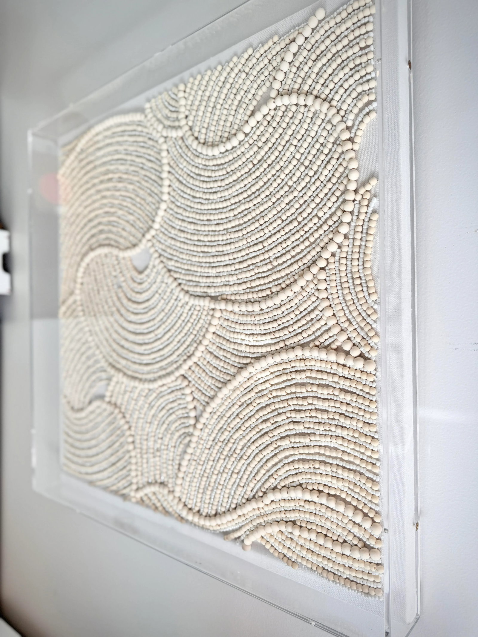 Organic Shapes in Wood Beads Linear Line Art Rheta Maeve Wall Art in Custom Acrylic Box Frame by Mad - 2