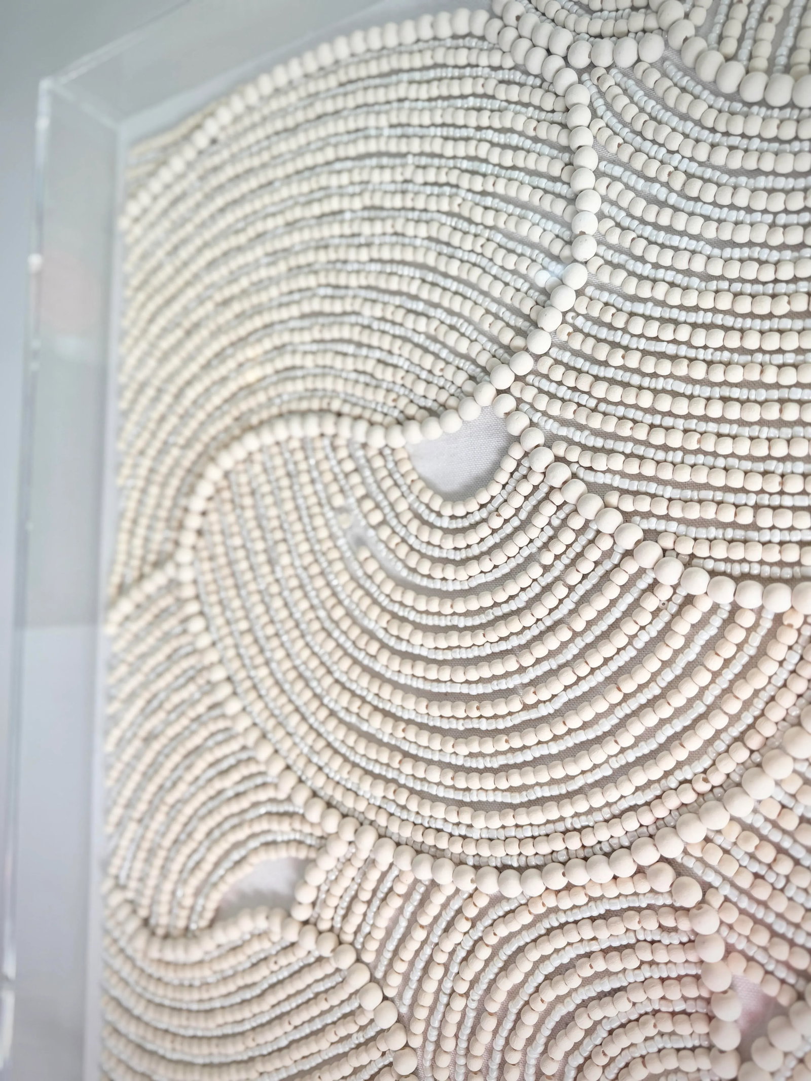 Organic Shapes in Wood Beads Linear Line Art Rheta Maeve Wall Art in Custom Acrylic Box Frame by Mad - 3