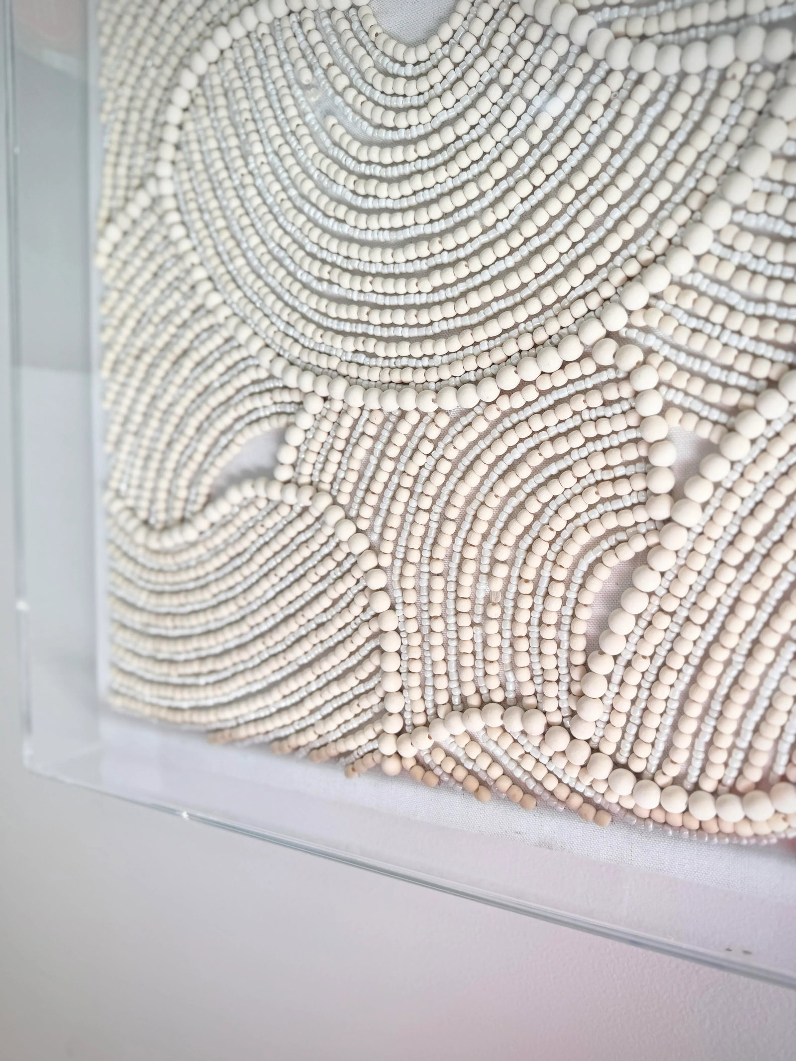 Organic Shapes in Wood Beads Linear Line Art Rheta Maeve Wall Art in Custom Acrylic Box Frame by Mad - 4