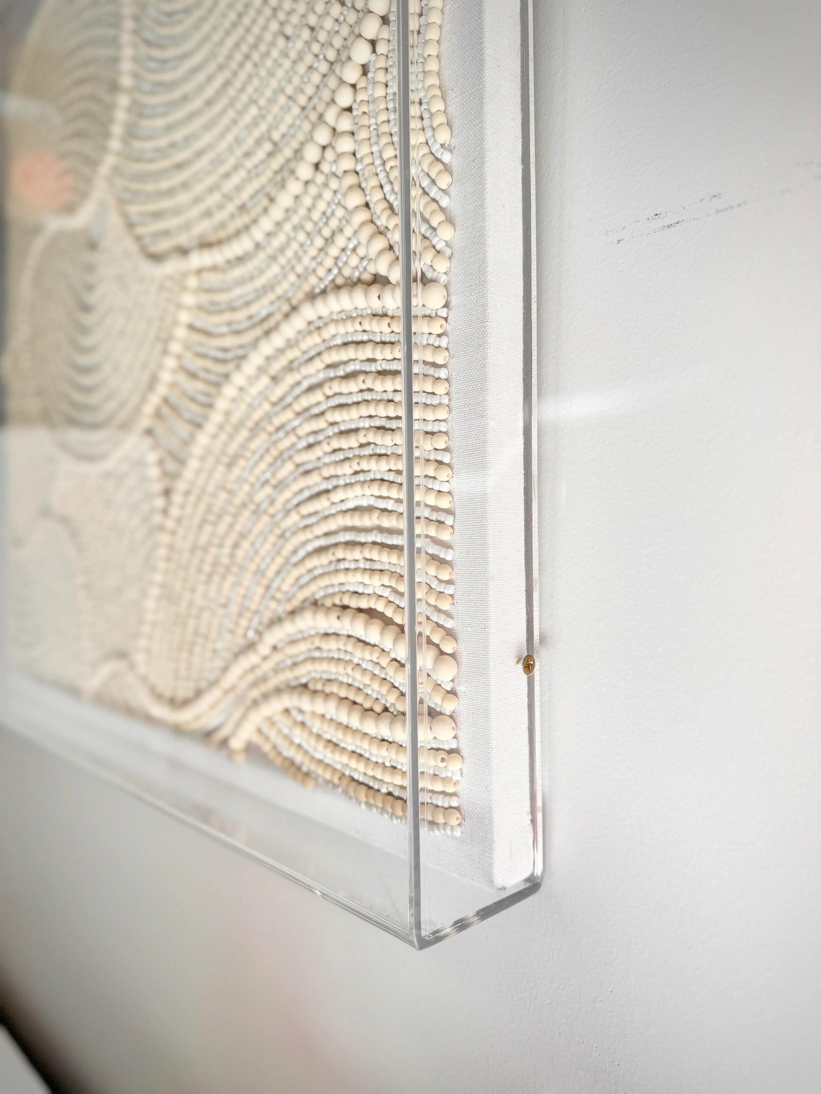 Organic Shapes in Wood Beads Linear Line Art Rheta Maeve Wall Art in Custom Acrylic Box Frame by Mad - 5