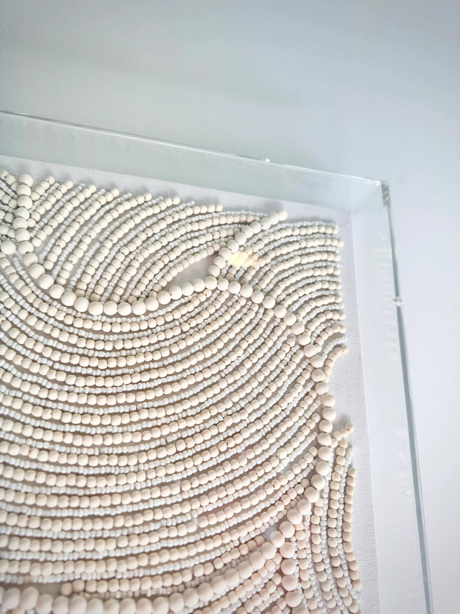 Organic Shapes in Wood Beads Linear Line Art Rheta Maeve Wall Art in Custom Acrylic Box Frame by Mad - 9