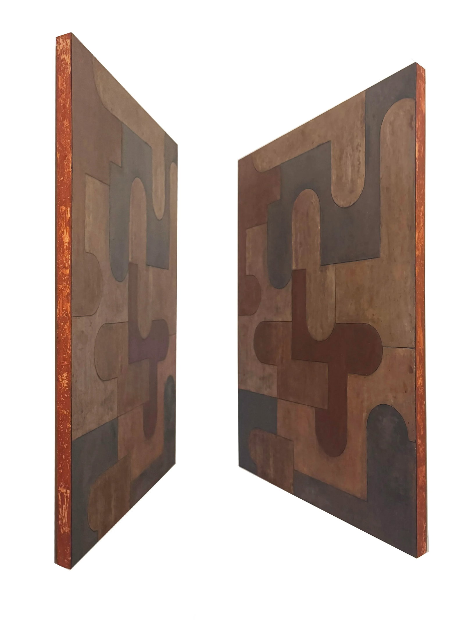 Contemporary Geometric Oil and Cold Wax Painting Neutrals Brown Charcoal by Stephen Cimini - 2