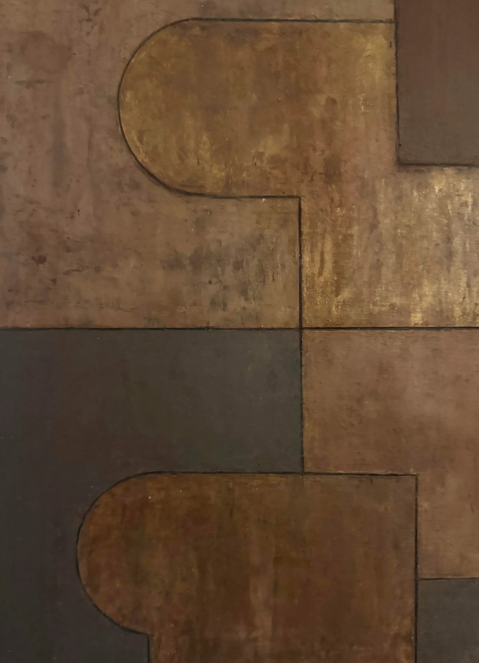 Contemporary Geometric Oil and Cold Wax Painting Neutrals Brown Charcoal by Stephen Cimini - 3
