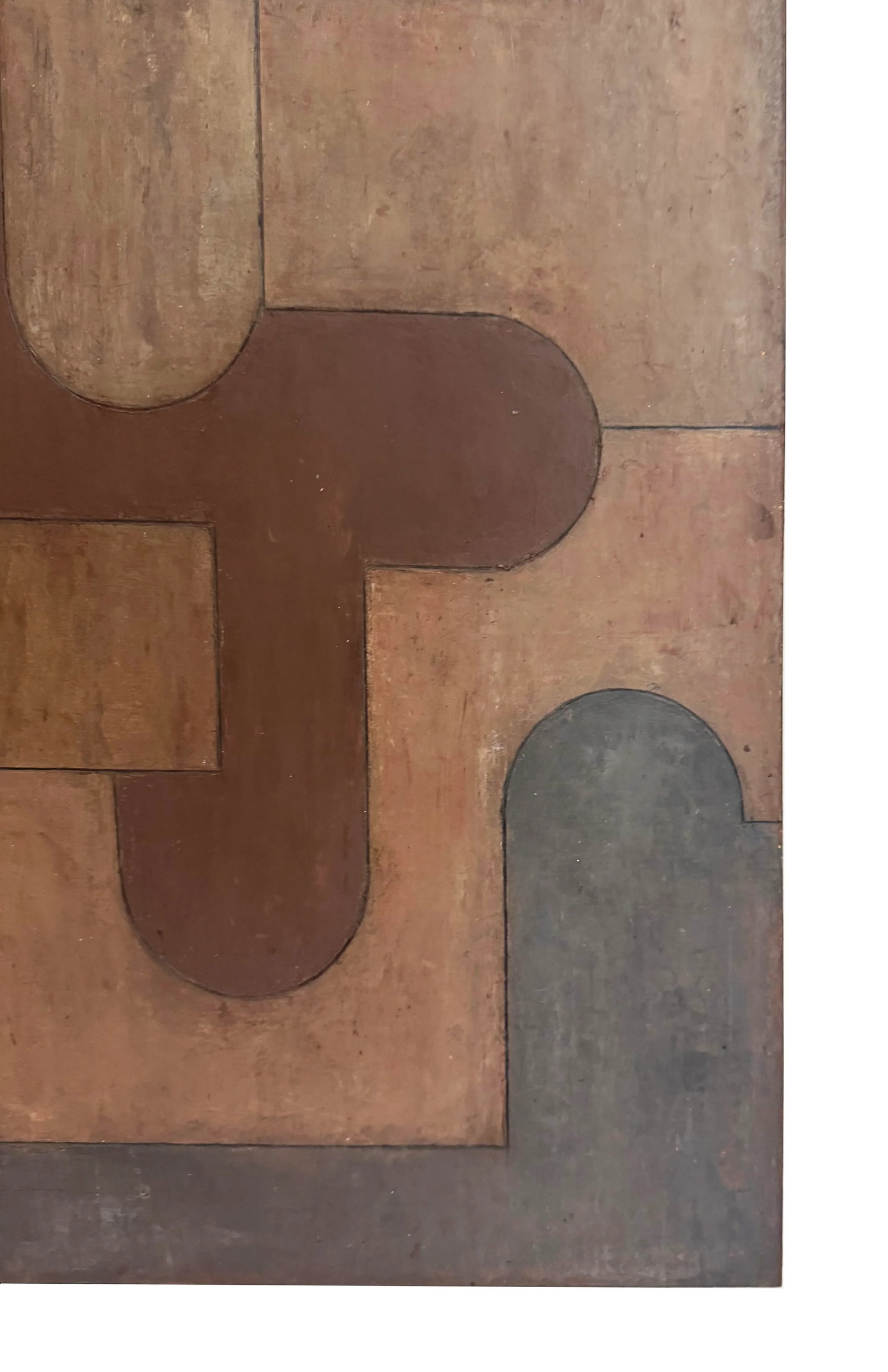 Contemporary Geometric Oil and Cold Wax Painting Neutrals Brown Charcoal by Stephen Cimini - 5