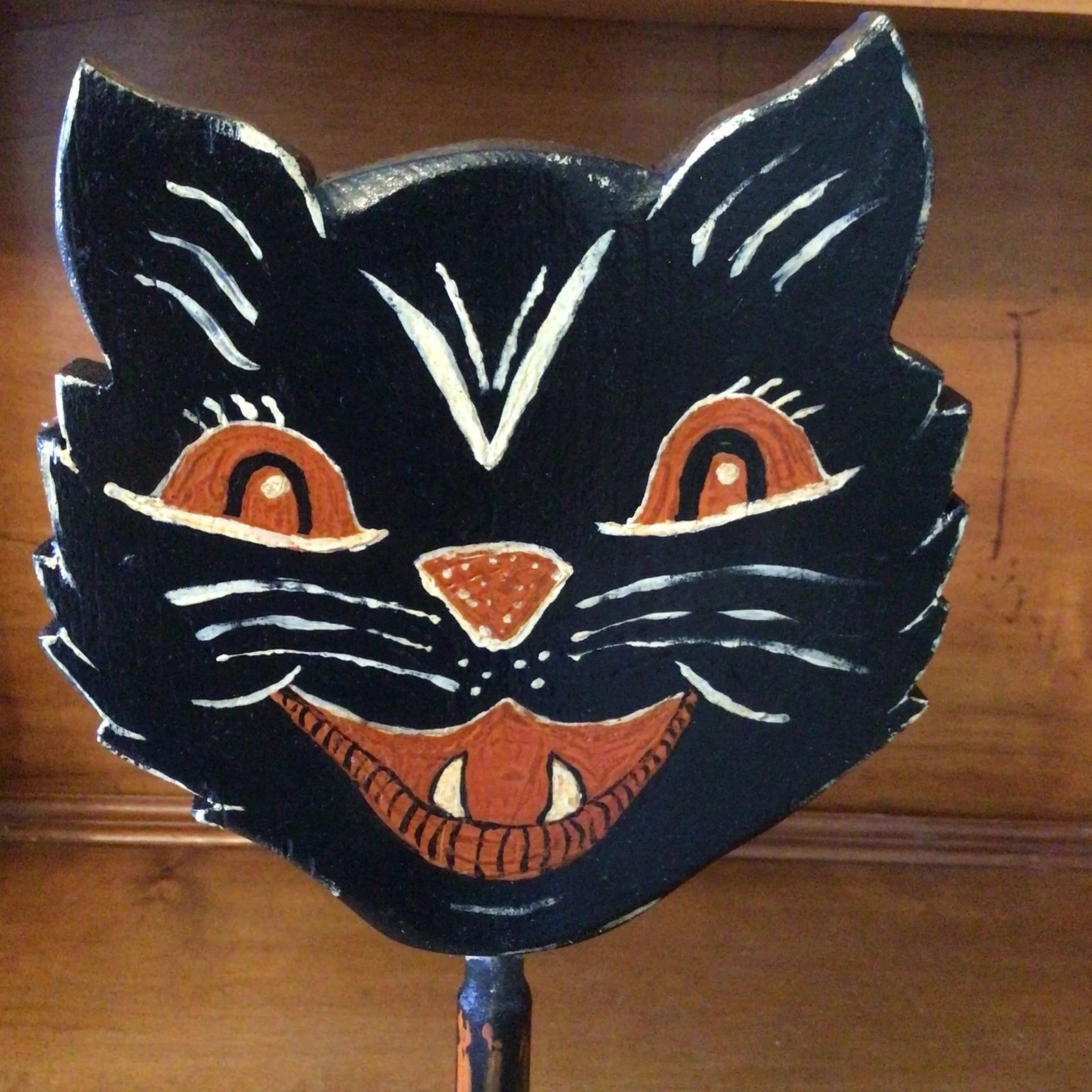 Victorian Inspired Free Standing Folk Art Halloween Black Cat by California Folk Artist - 11