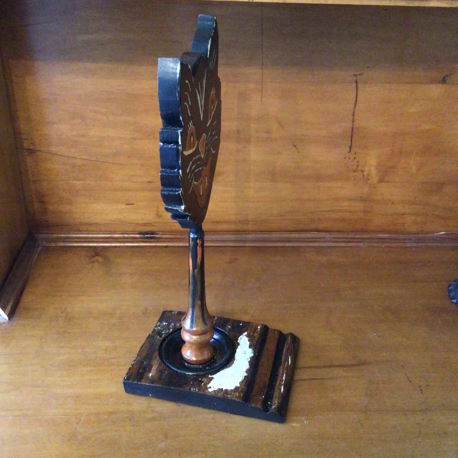 Victorian Inspired Free Standing Folk Art Halloween Black Cat by California Folk Artist - 2