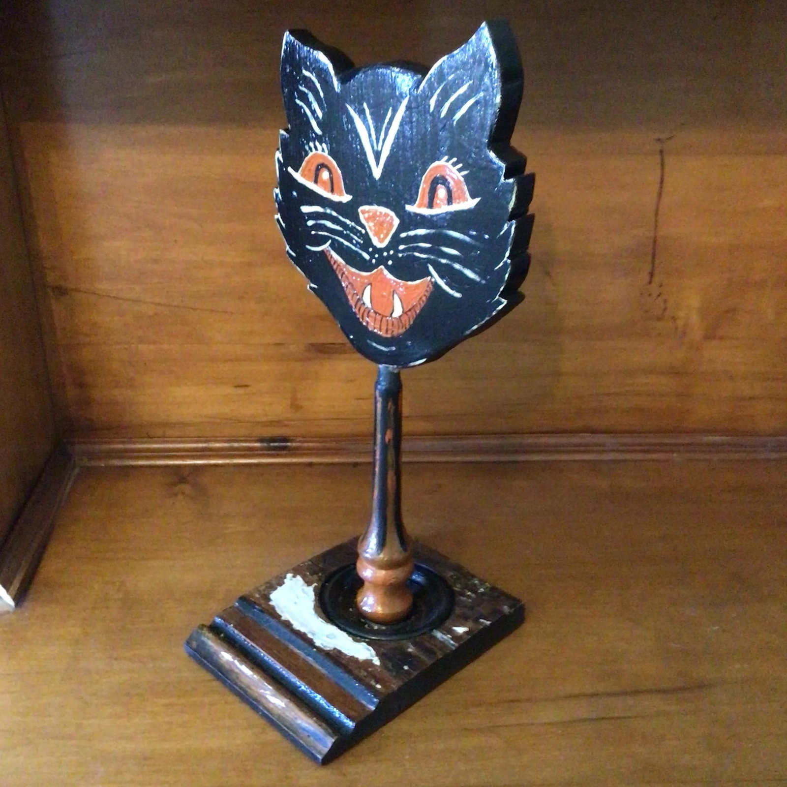Victorian Inspired Free Standing Folk Art Halloween Black Cat by California Folk Artist - 3