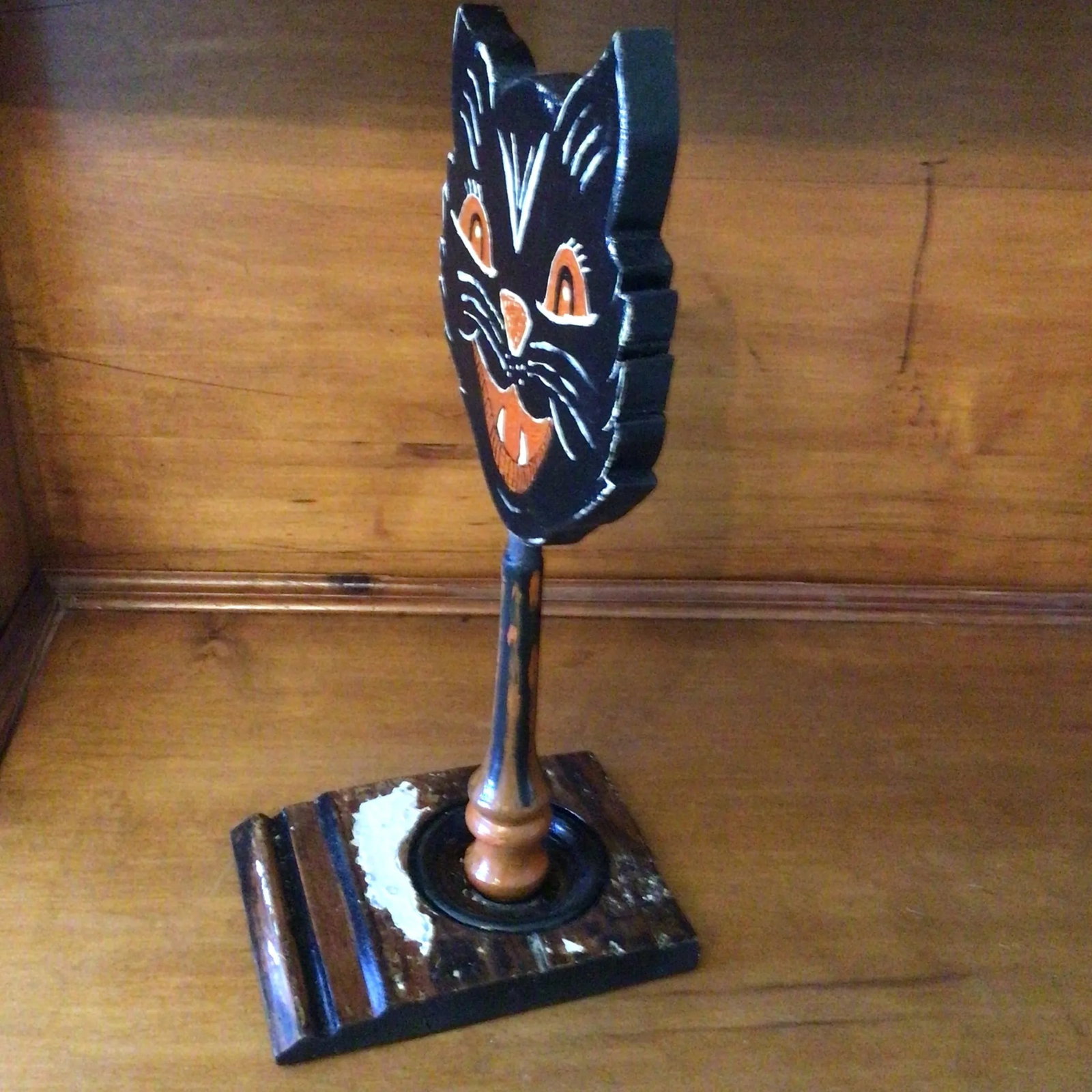 Victorian Inspired Free Standing Folk Art Halloween Black Cat by California Folk Artist - 4