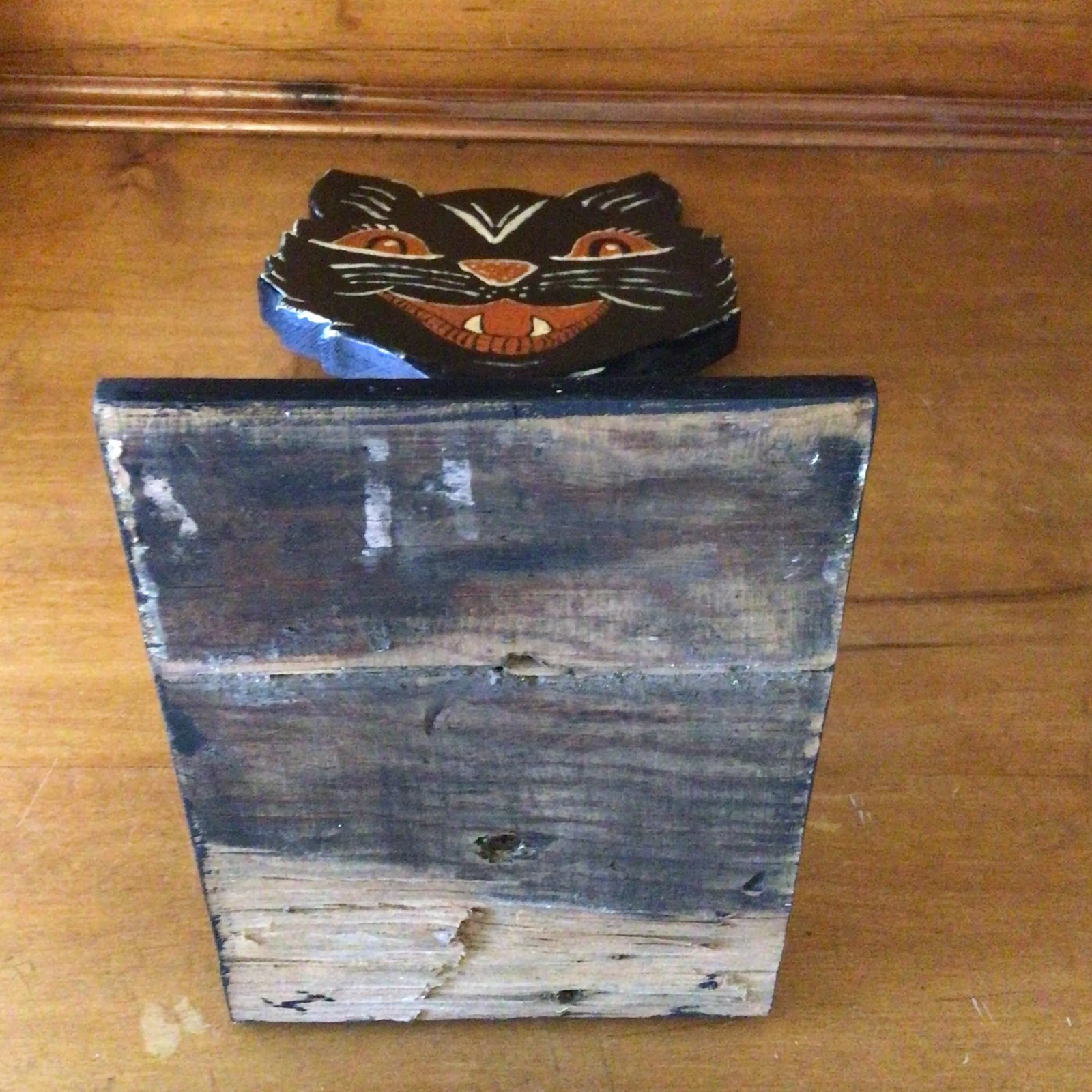 Victorian Inspired Free Standing Folk Art Halloween Black Cat by California Folk Artist - 9