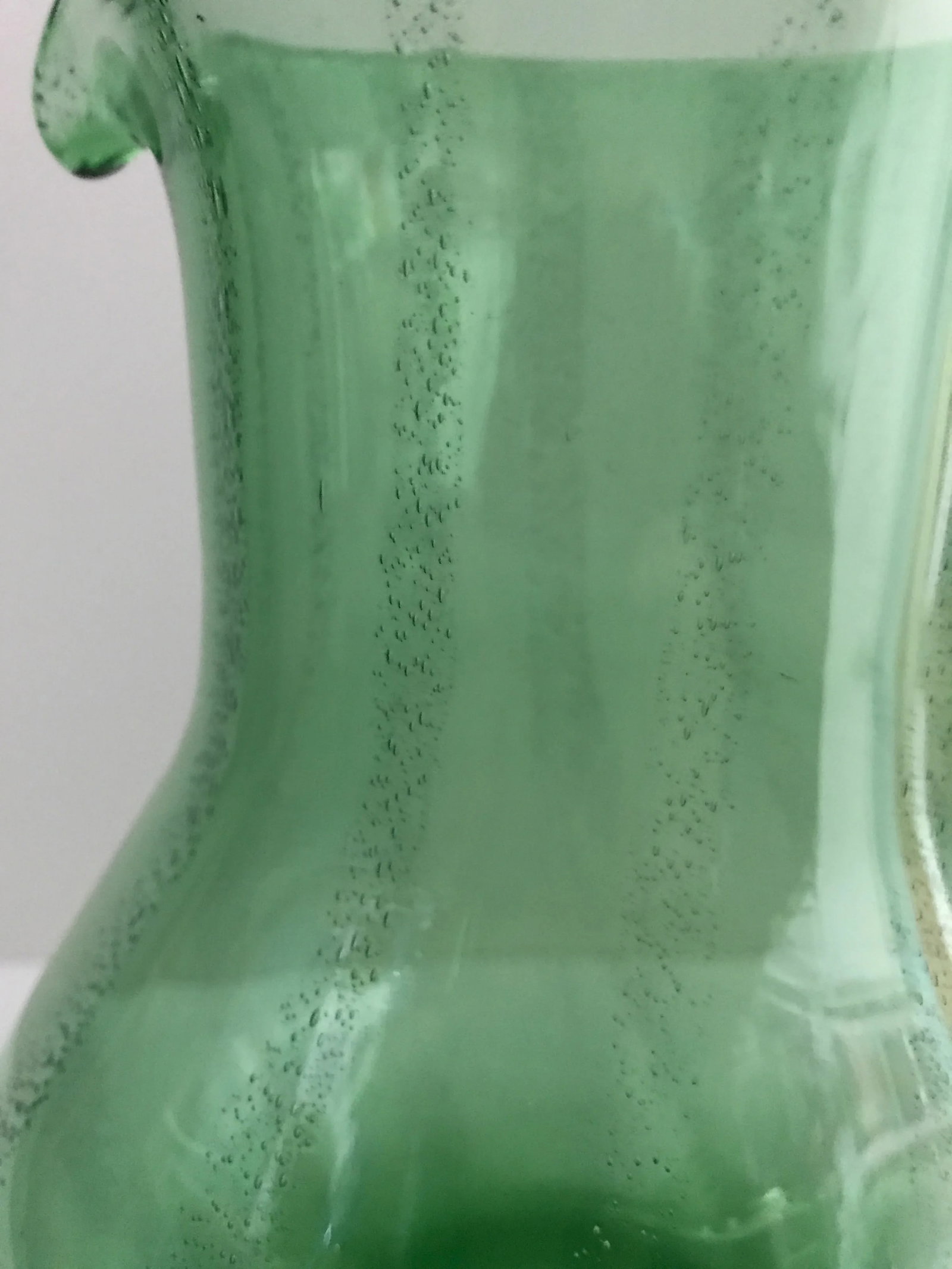 Hand Blown Green Glass Pitcher - 4