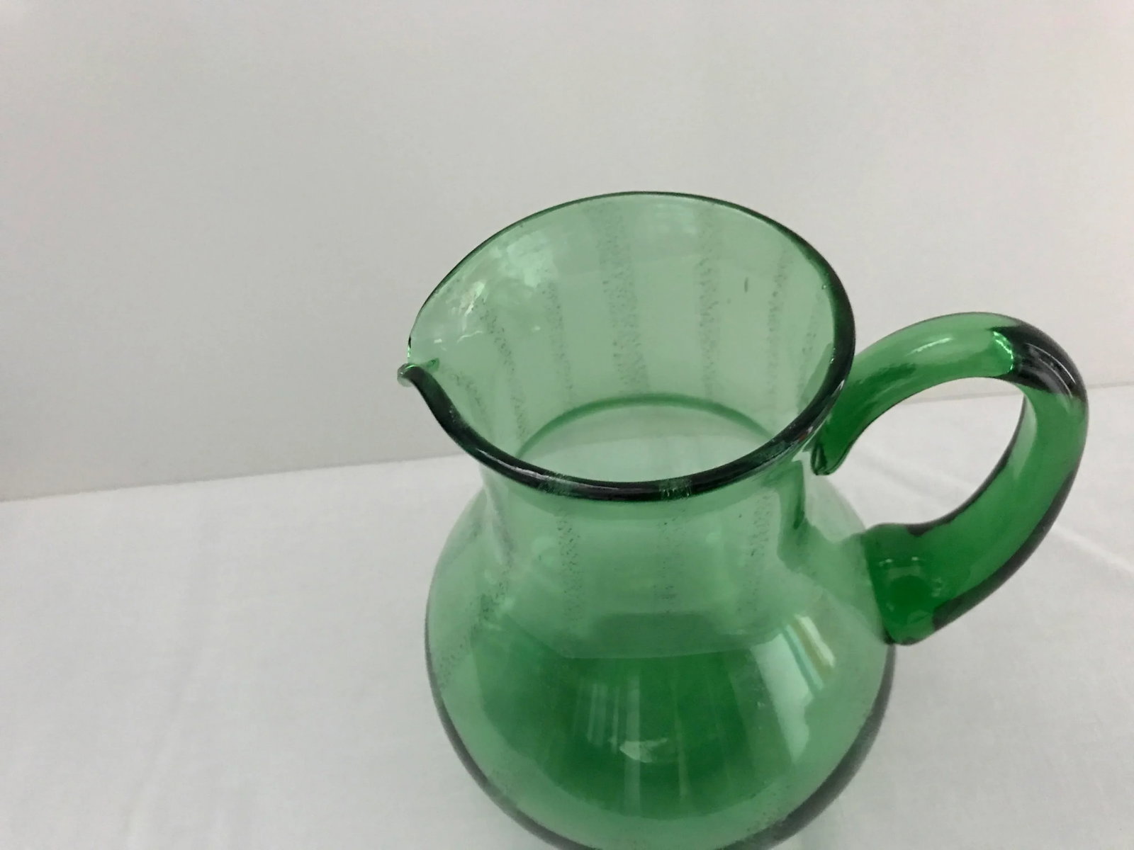 Hand Blown Green Glass Pitcher - 7