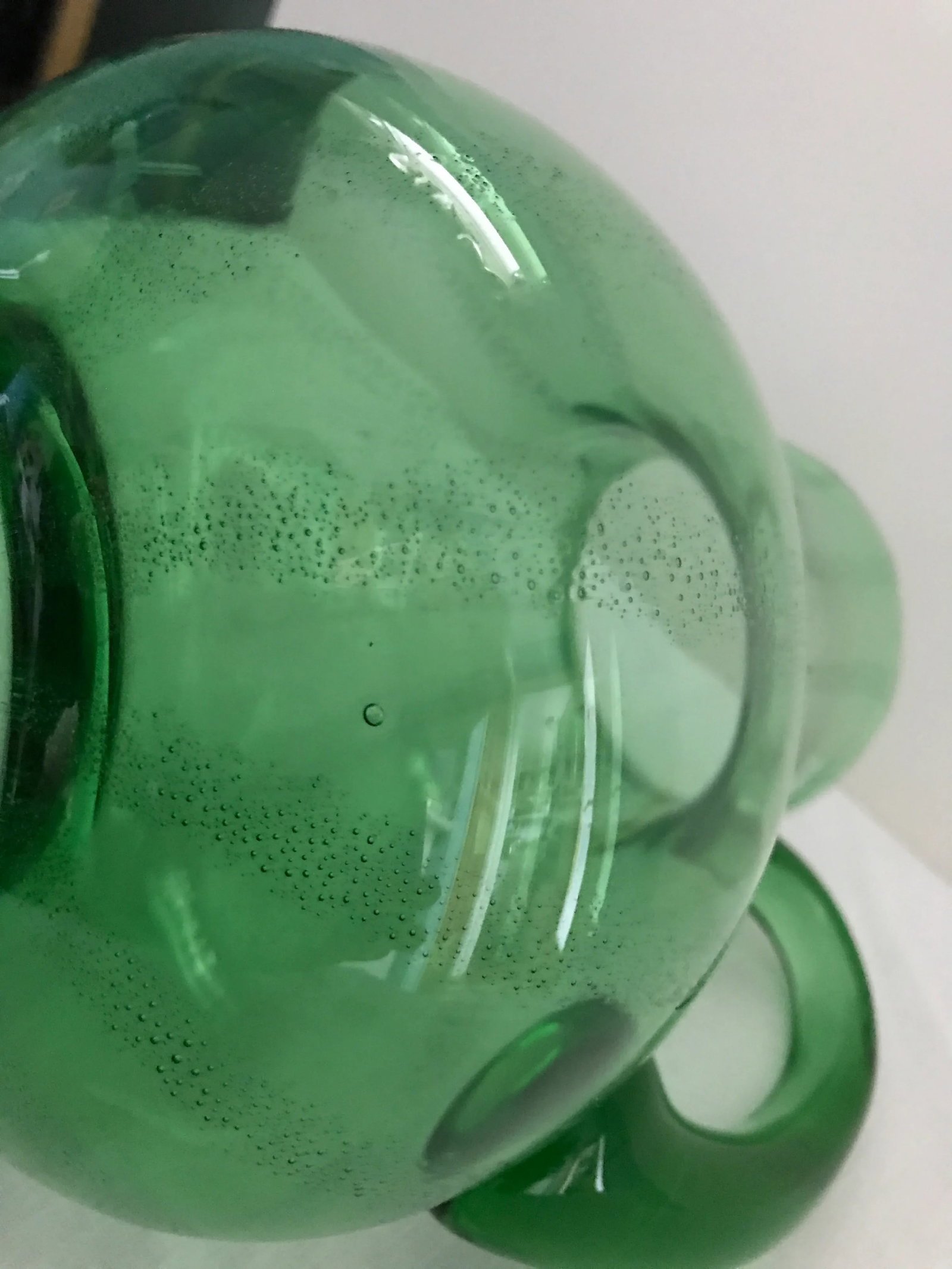 Hand Blown Green Glass Pitcher - 9