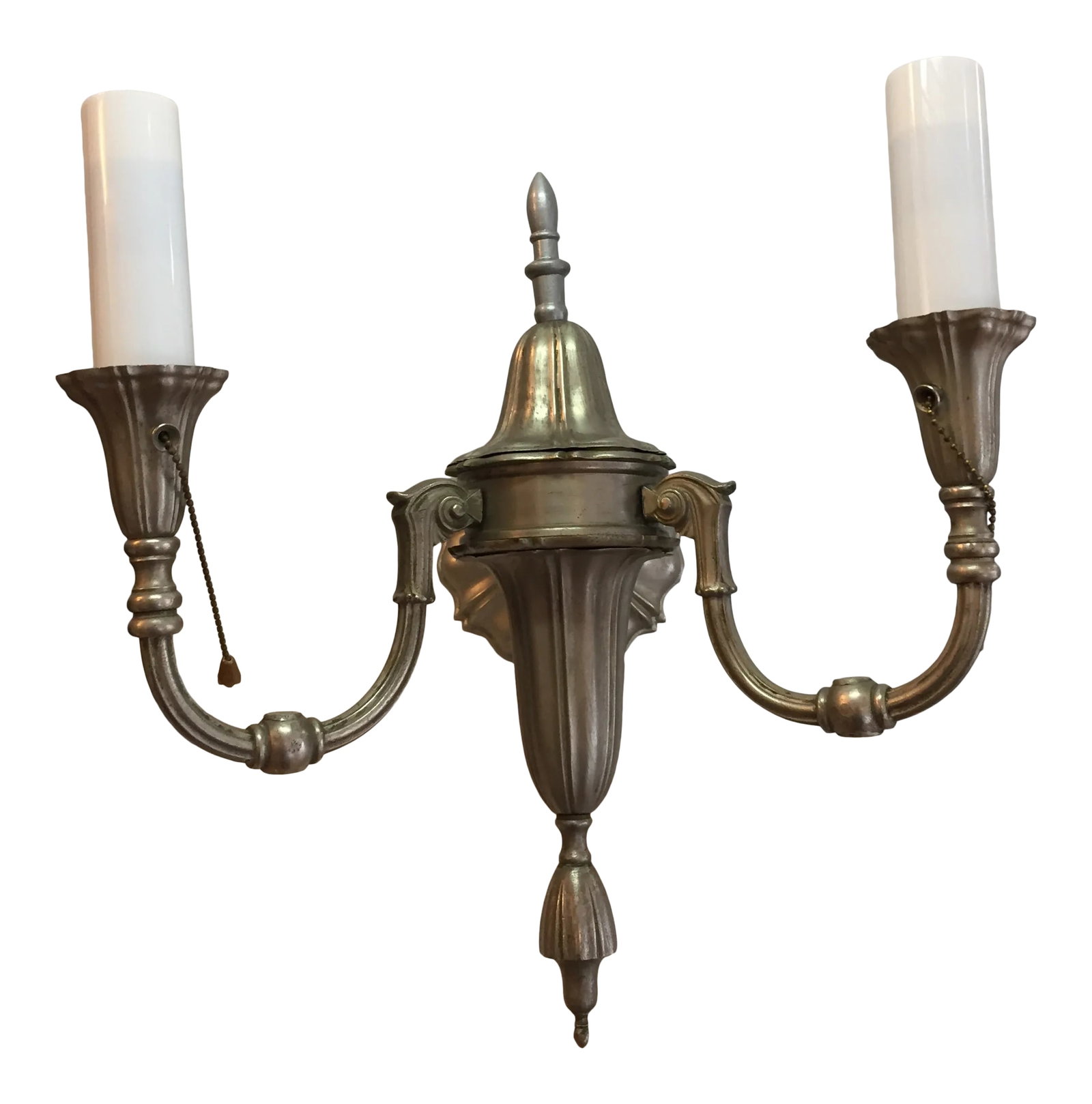 1920s Two Arm Sheffield Nickel Wall Sconce (1 of 9)