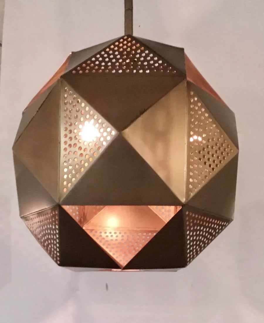 Arteriors Contemporary Pierced Antique Brass Finished Geometric Tyson Pendant Light - 2