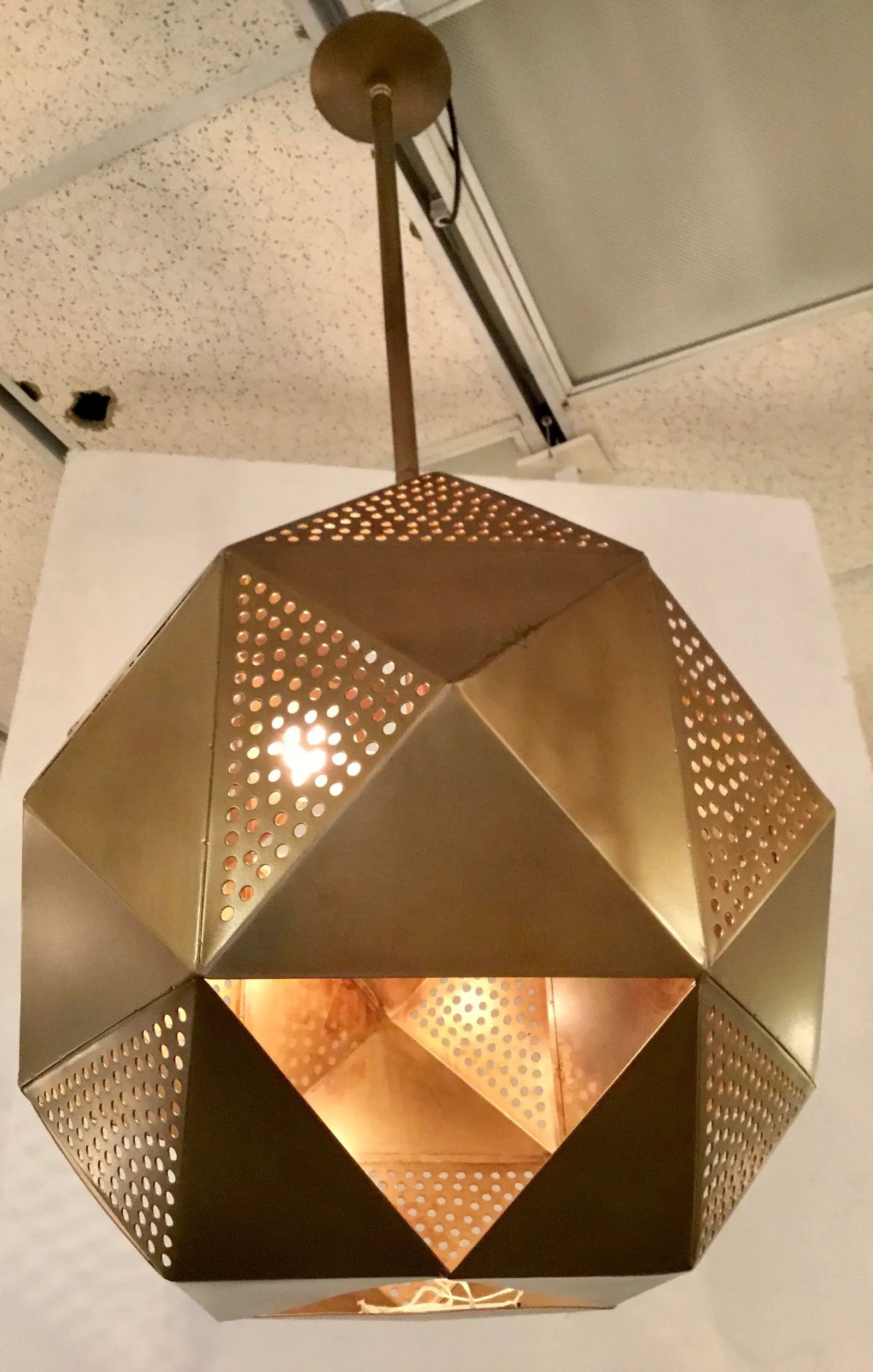 Arteriors Contemporary Pierced Antique Brass Finished Geometric Tyson Pendant Light - 3